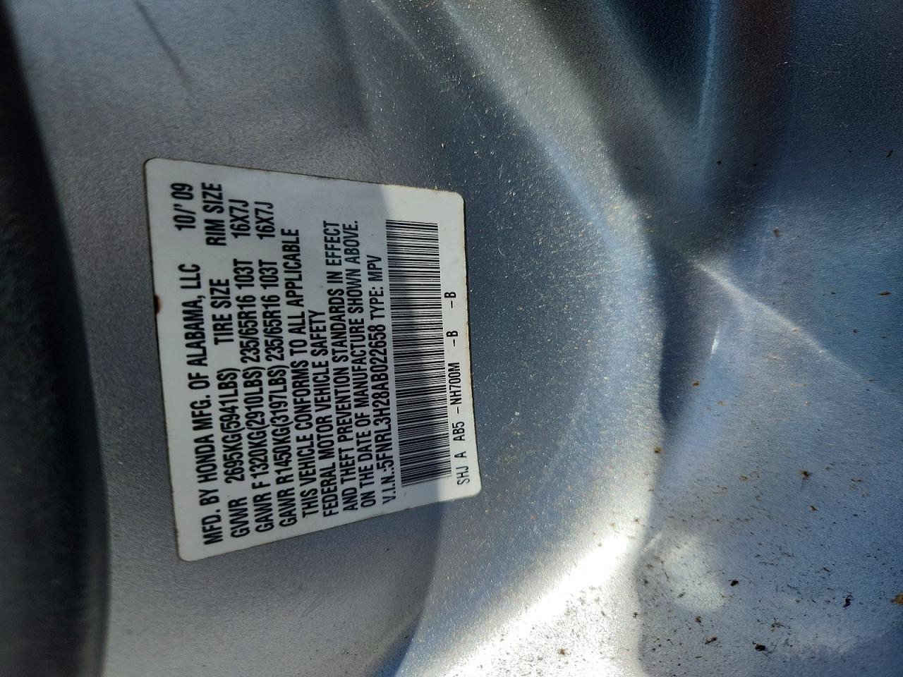 2010 Honda Odyssey Lx Gray vin: 5FNRL3H28AB022658