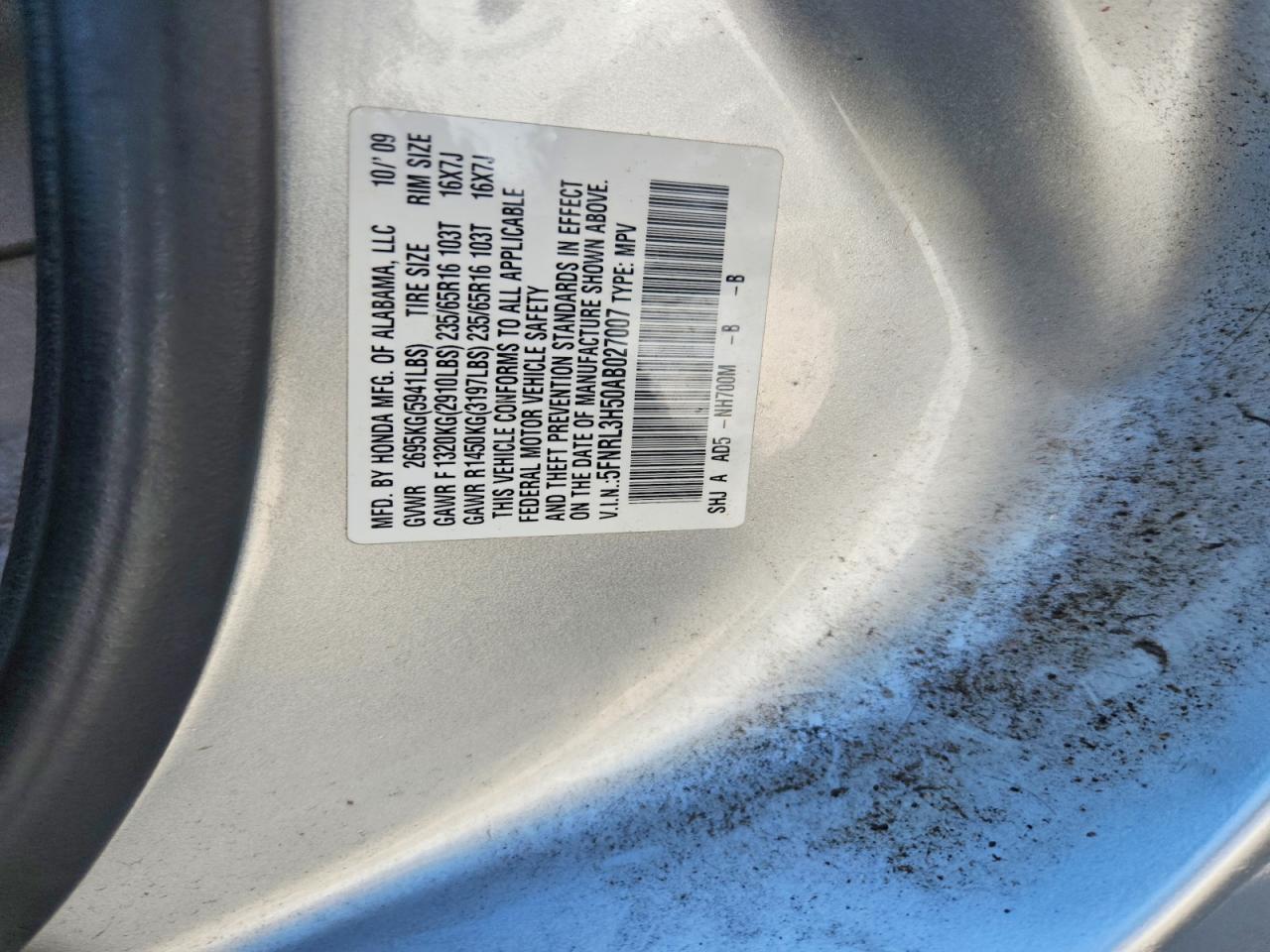 2010 Honda Odyssey Ex Silver vin: 5FNRL3H50AB027007