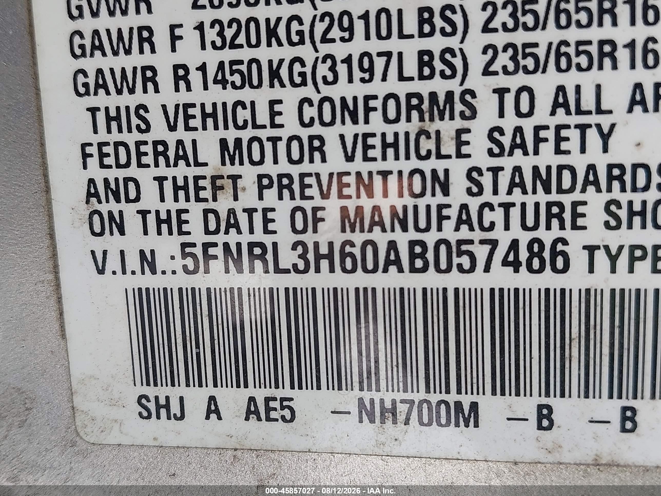 2010 Honda Odyssey Ex-l Silver vin: 5FNRL3H60AB057486