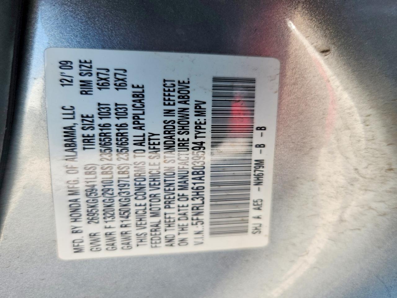 2010 Honda Odyssey Exl Silver vin: 5FNRL3H61AB039594