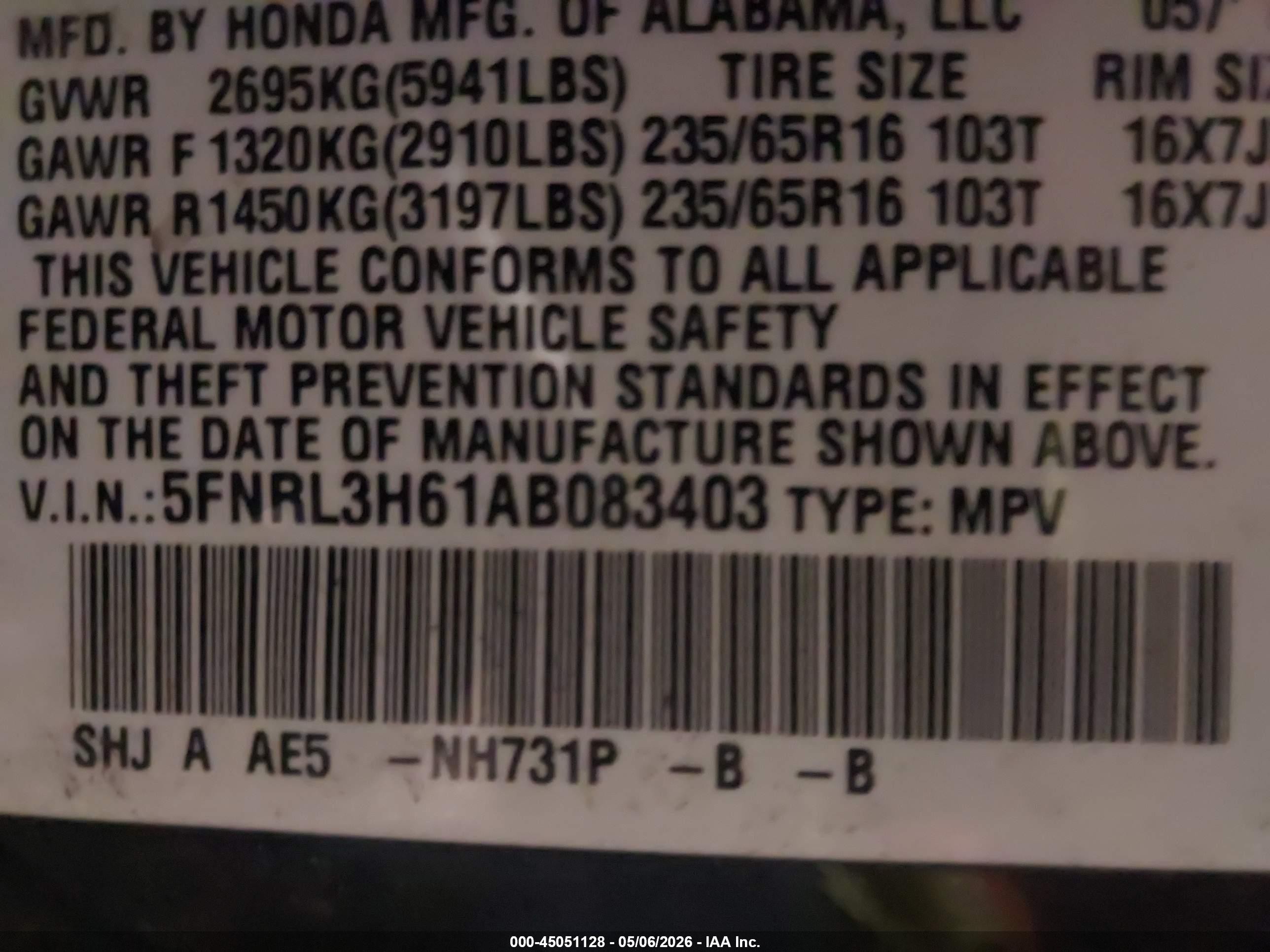 2010 Honda Odyssey Ex-l Черный vin: 5FNRL3H61AB083403