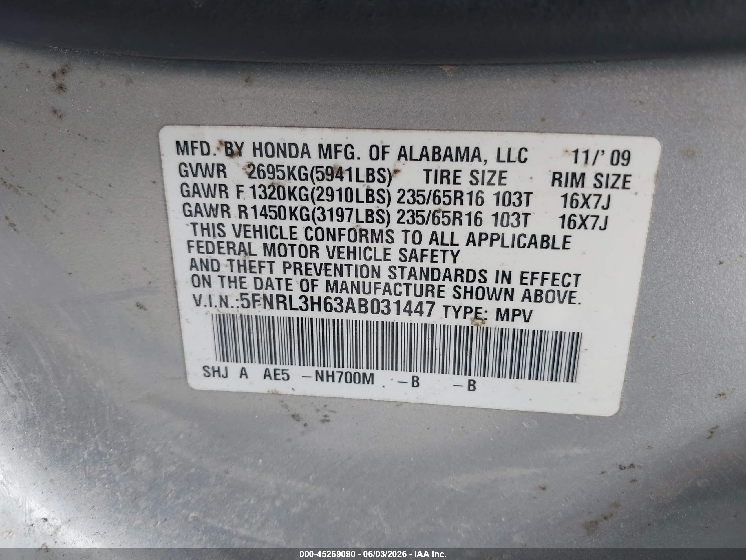 2010 Honda Odyssey Ex-l Серебряный vin: 5FNRL3H63AB031447