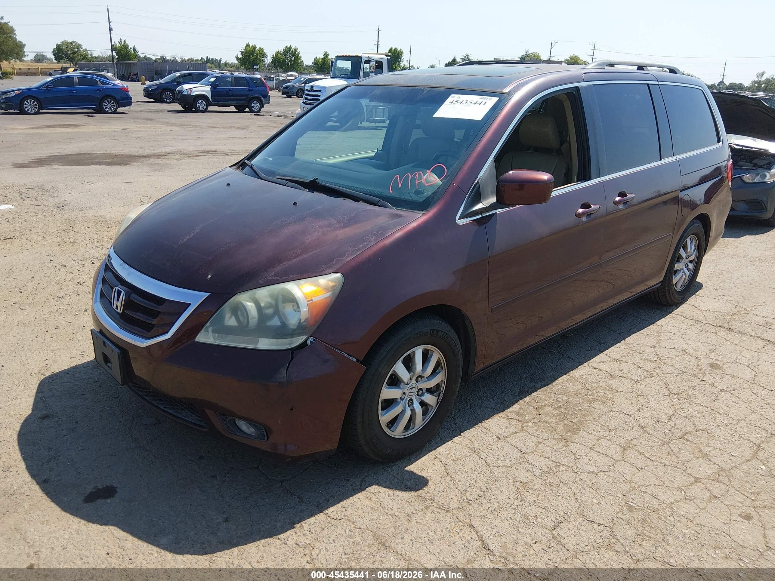 2010 Honda Odyssey Ex-l Бордовый vin: 5FNRL3H63AB038074