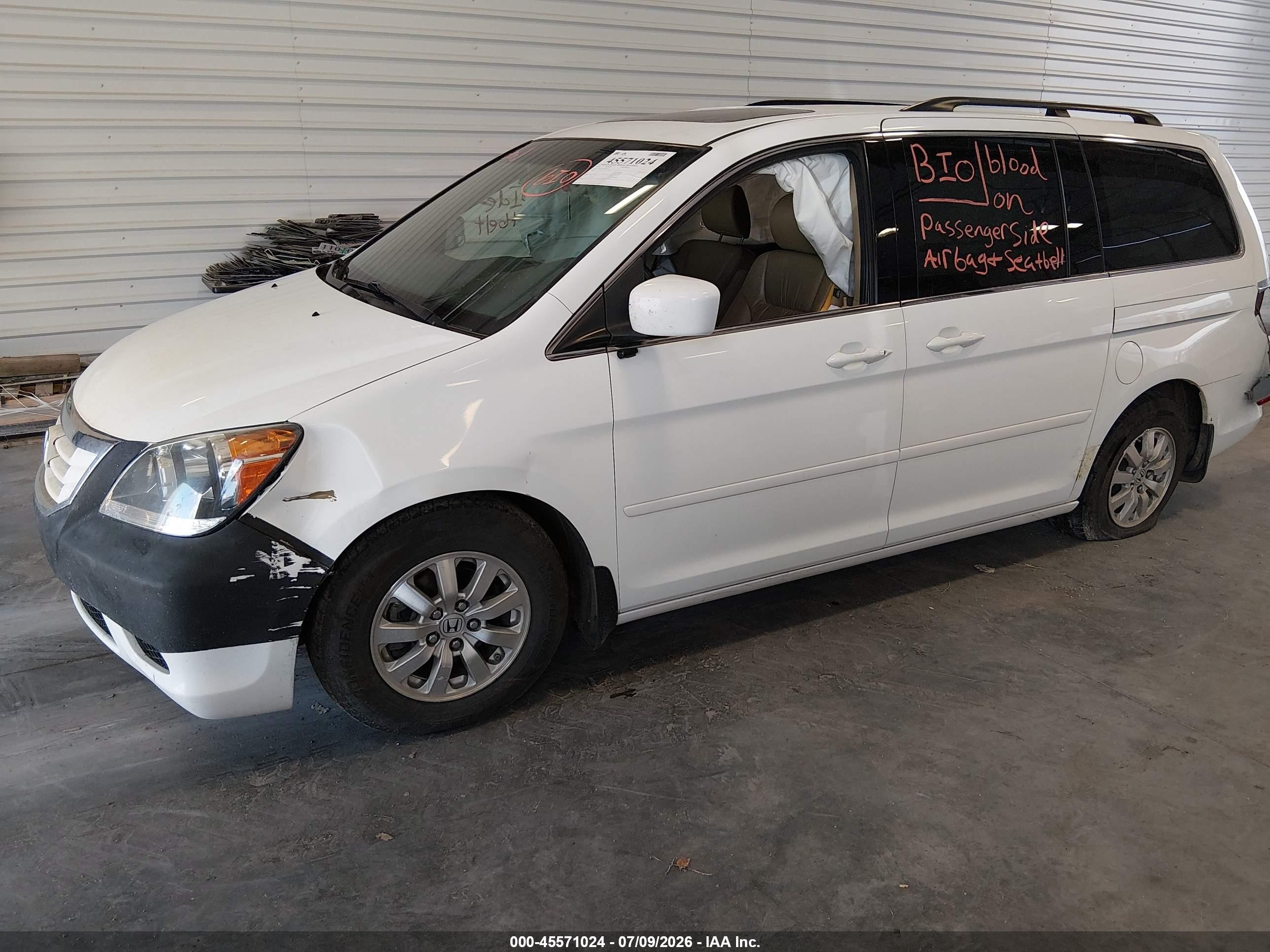 2010 Honda Odyssey Ex-l White vin: 5FNRL3H63AB103537