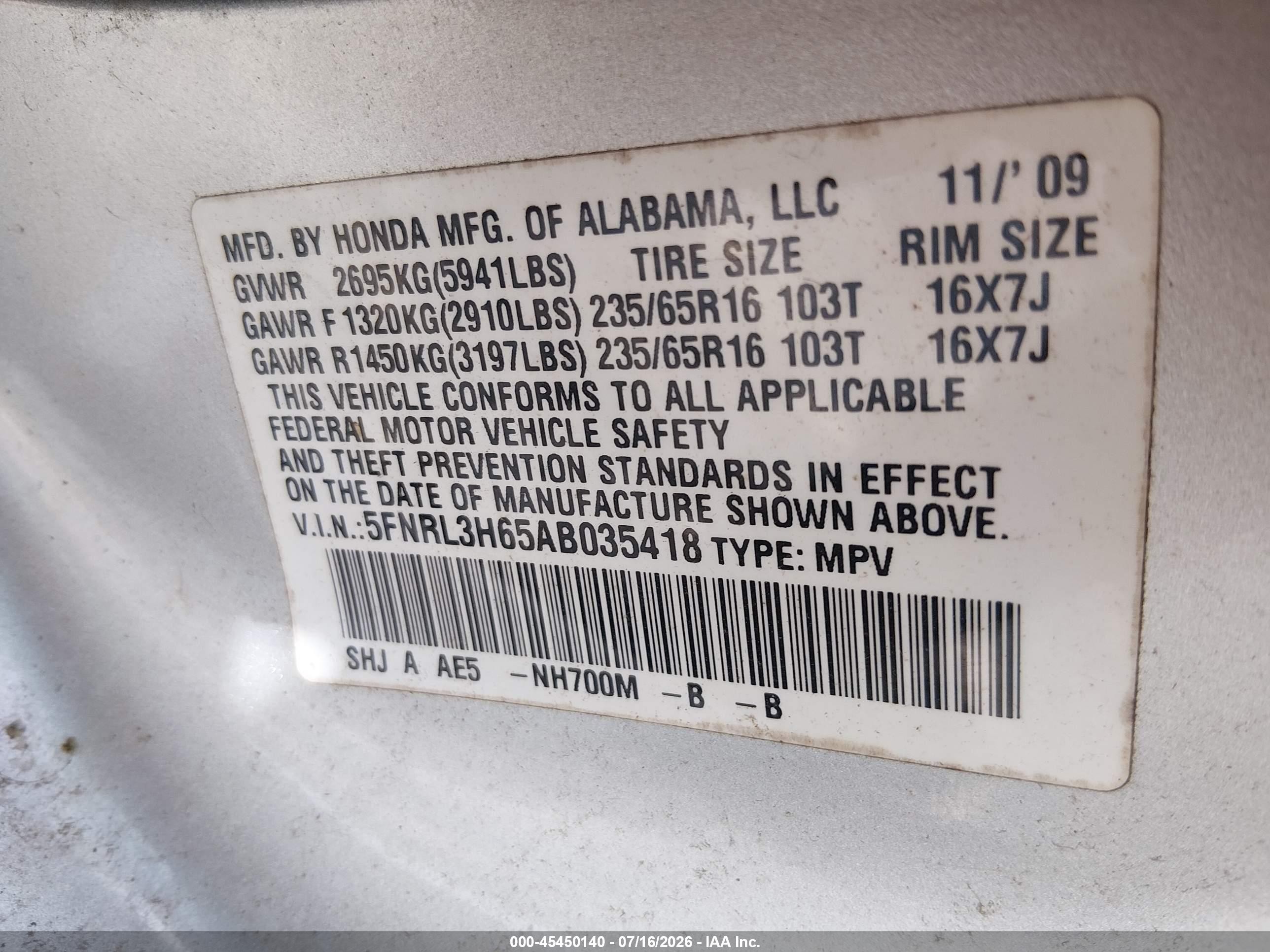 2010 Honda Odyssey Ex-l Silver vin: 5FNRL3H65AB035418