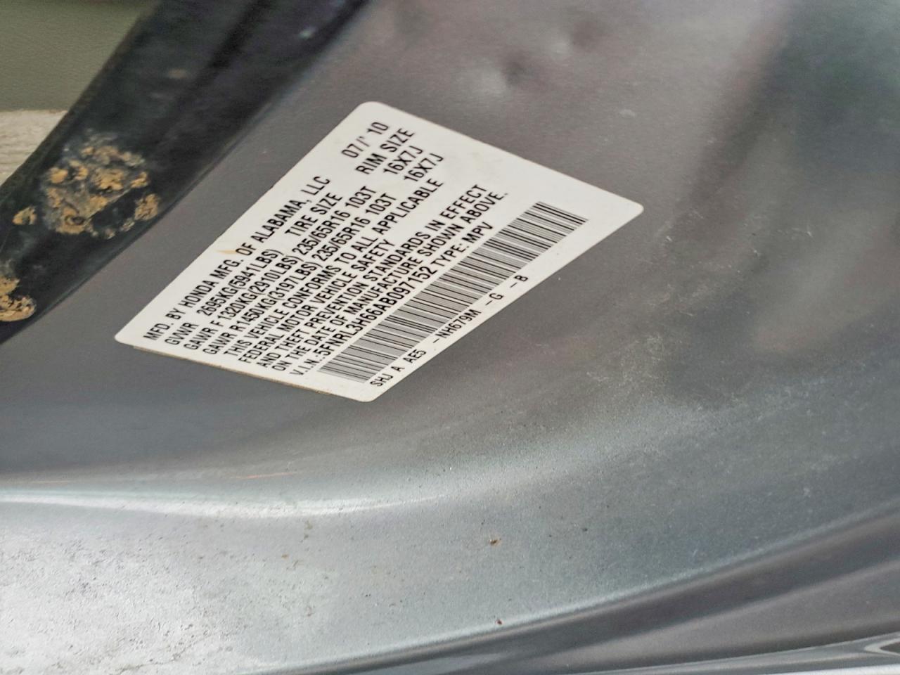 2010 Honda Odyssey Exl Blue vin: 5FNRL3H66AB097152