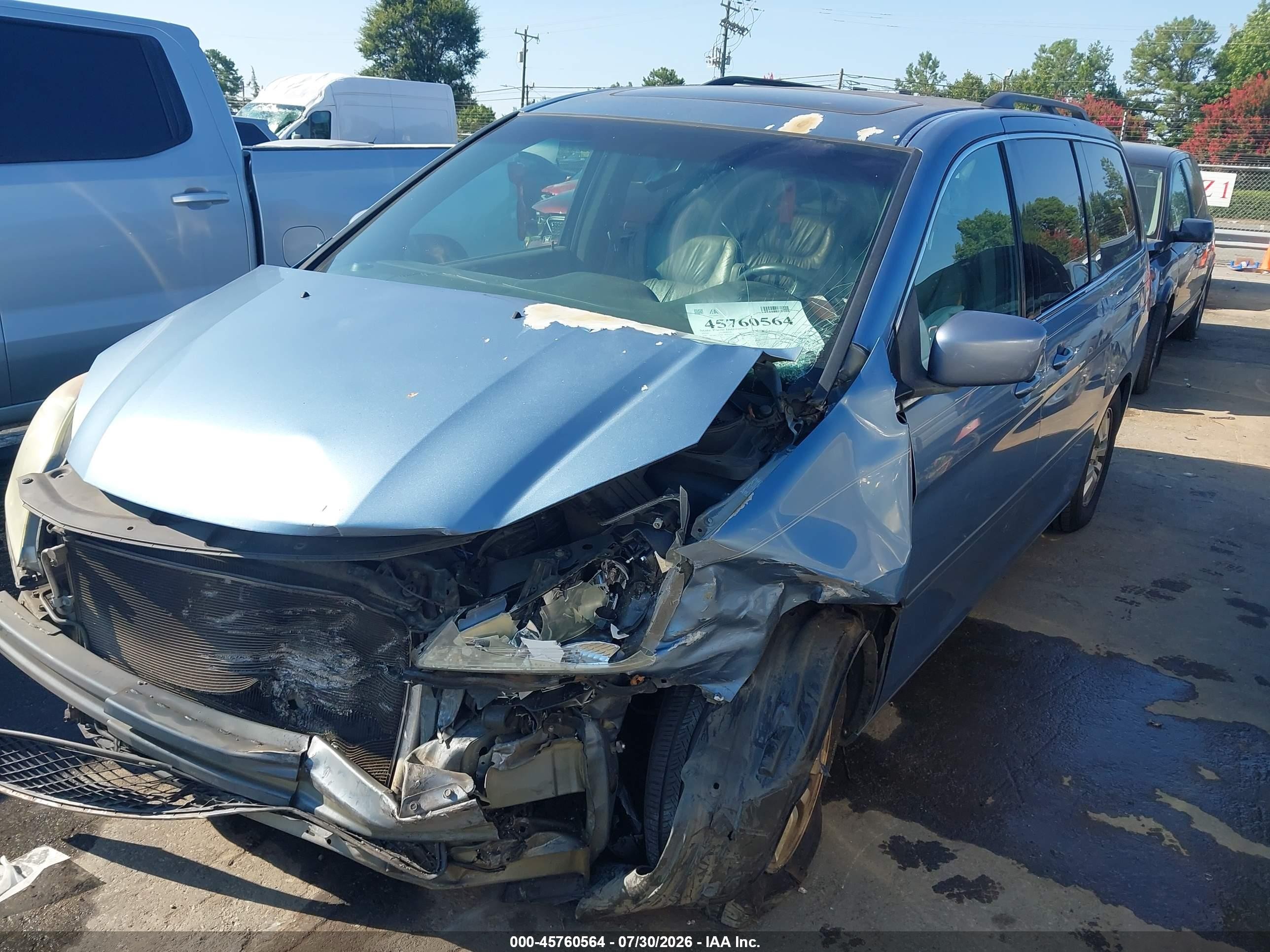 2010 Honda Odyssey Ex-l Blue vin: 5FNRL3H68AB075234