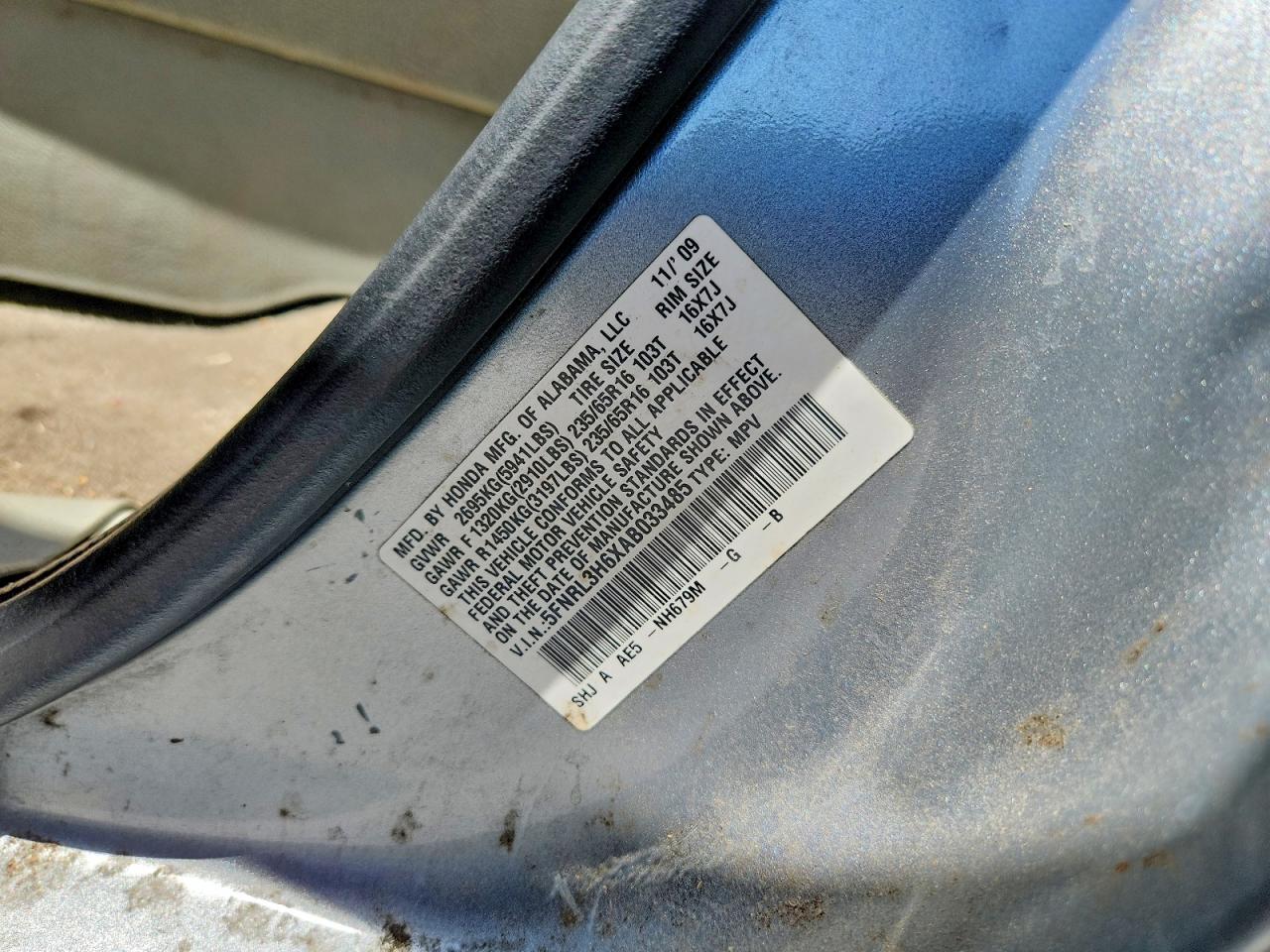 2010 Honda Odyssey Exl Silver vin: 5FNRL3H6XAB033485