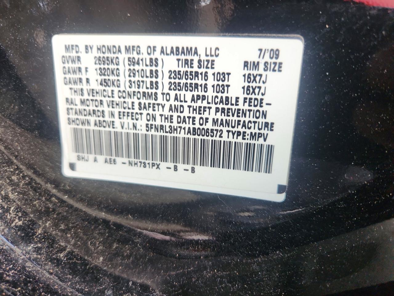 2010 Honda Odyssey Exl Черный vin: 5FNRL3H71AB006572