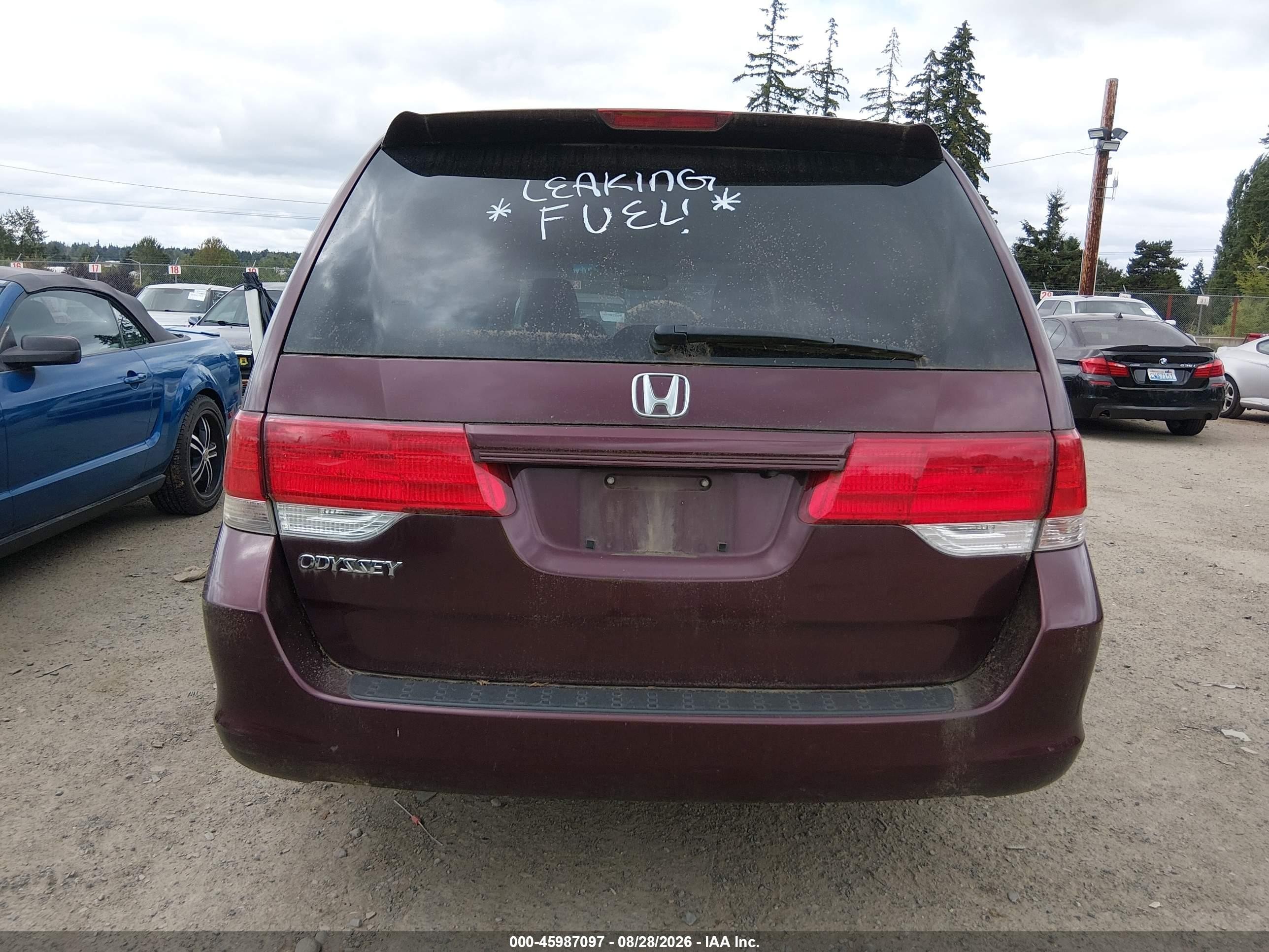 2010 Honda Odyssey Ex-l Maroon vin: 5FNRL3H71AB060681