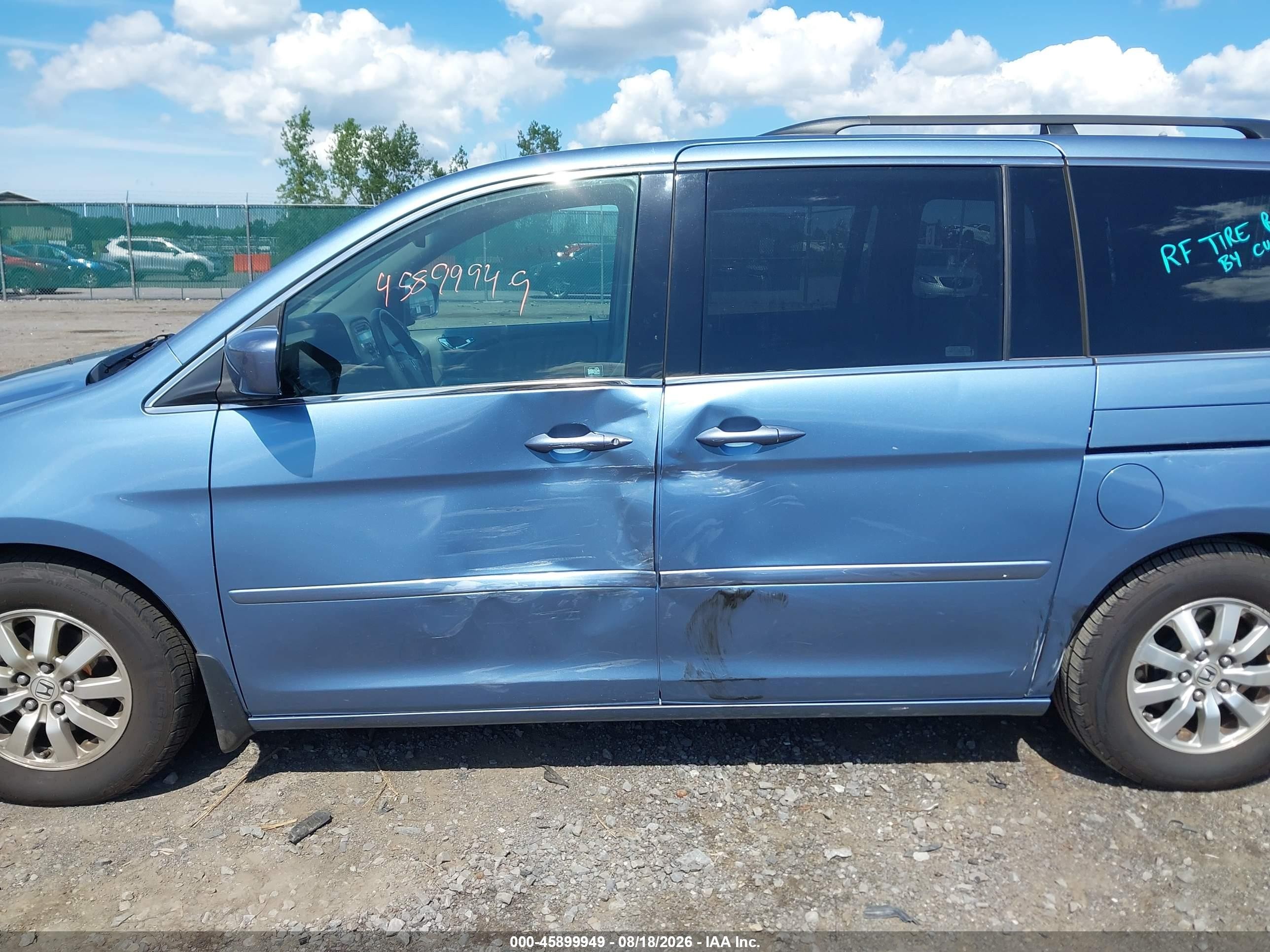 2010 Honda Odyssey Ex-l Light Blue vin: 5FNRL3H72AB088747