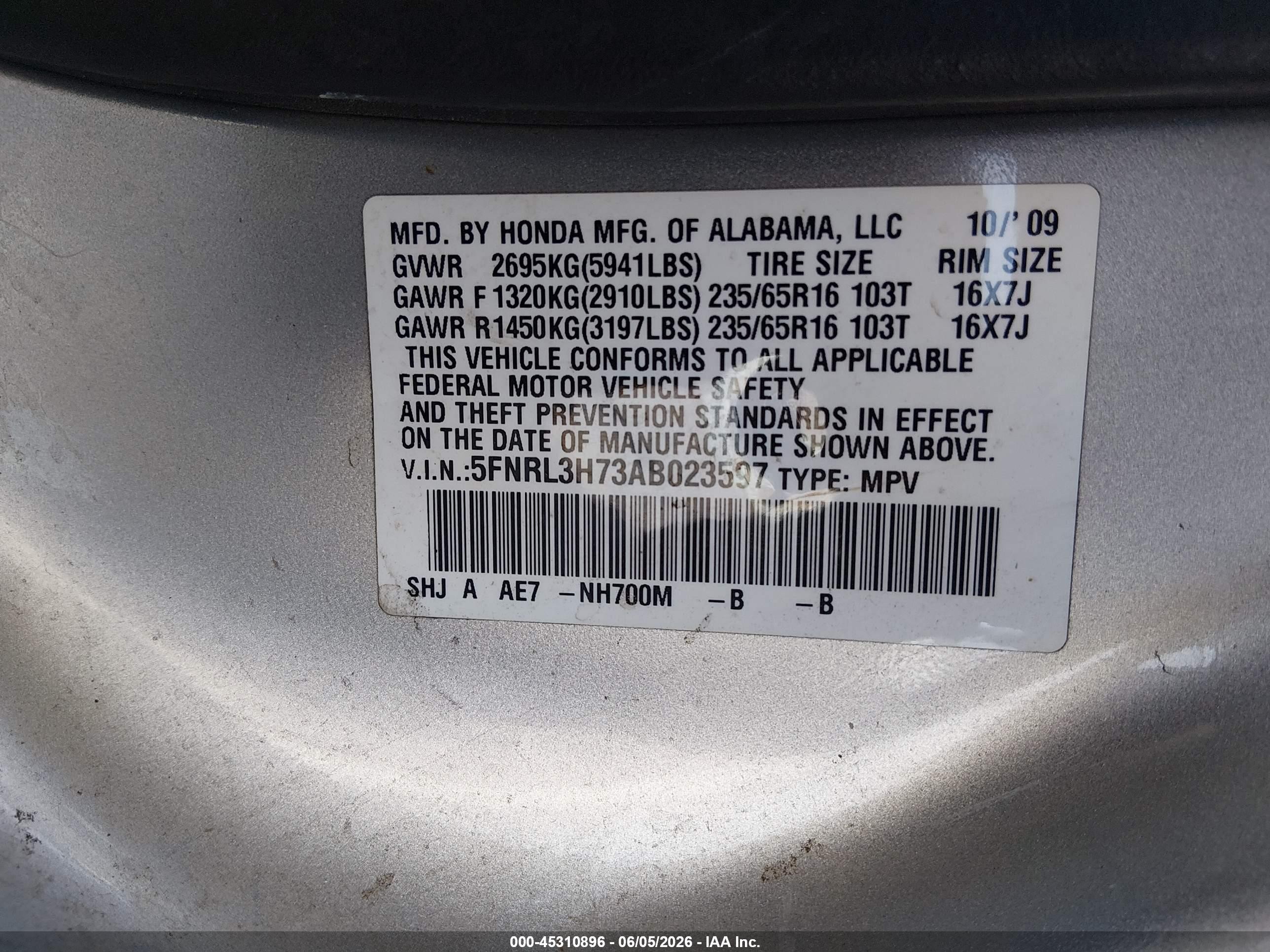 2010 Honda Odyssey Ex-l Серебряный vin: 5FNRL3H73AB023597
