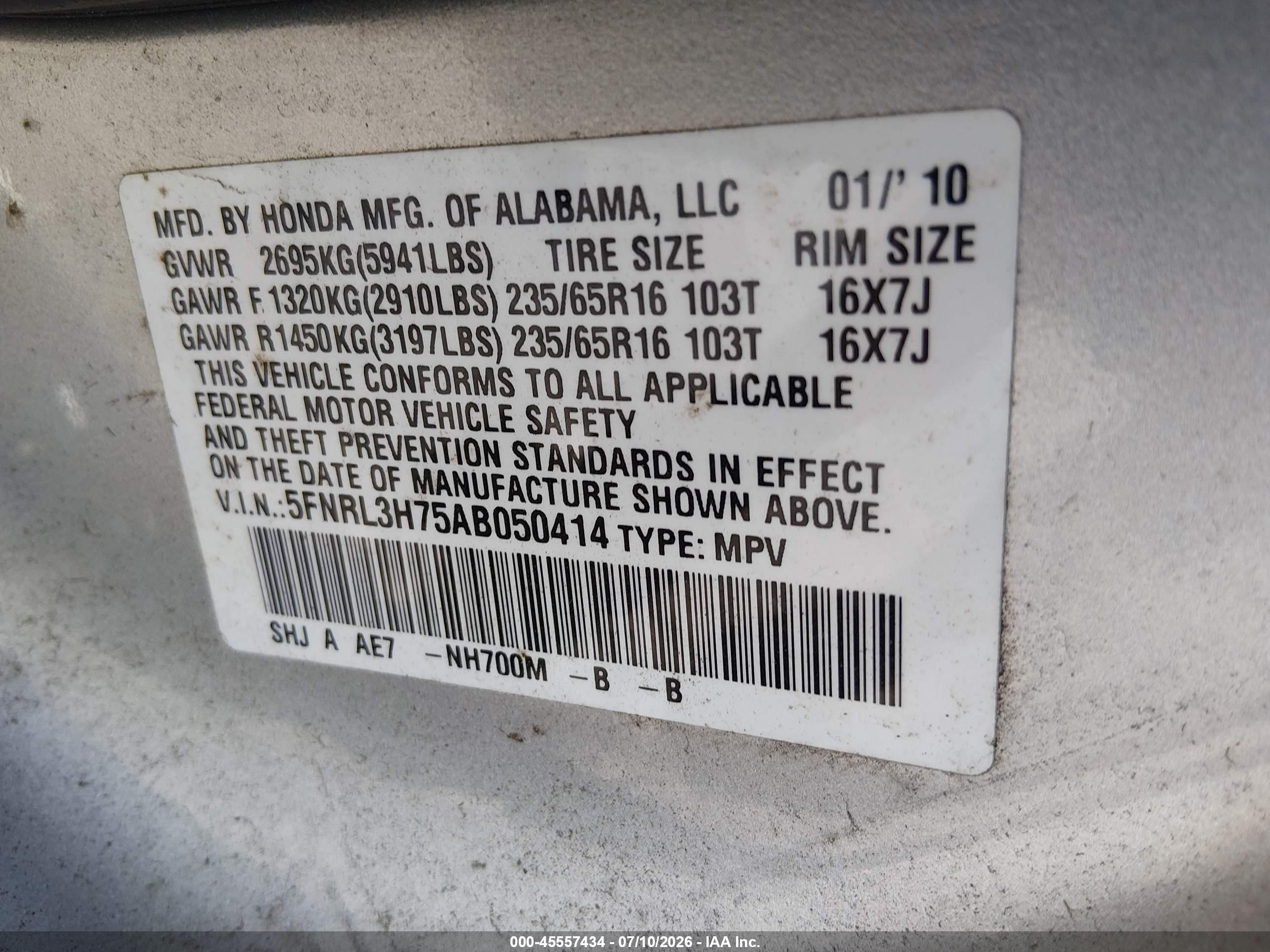 2010 Honda Odyssey Ex-l Серебряный vin: 5FNRL3H75AB050414