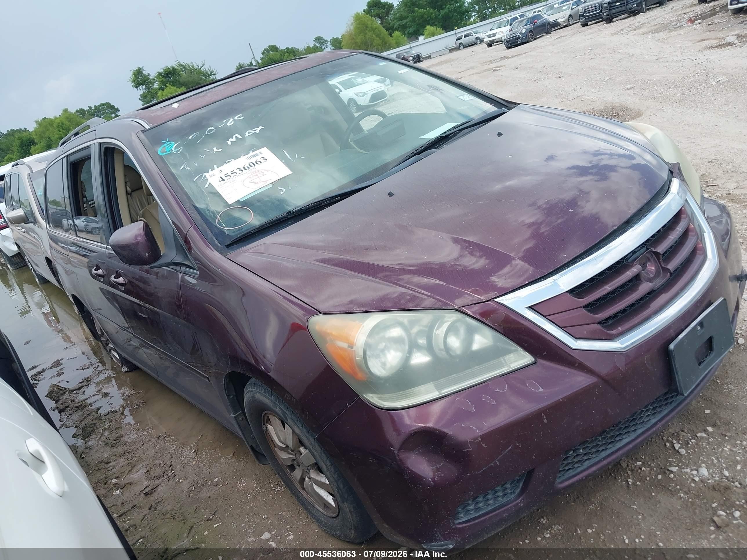 2010 Honda Odyssey Ex-l Maroon vin: 5FNRL3H75AB100924