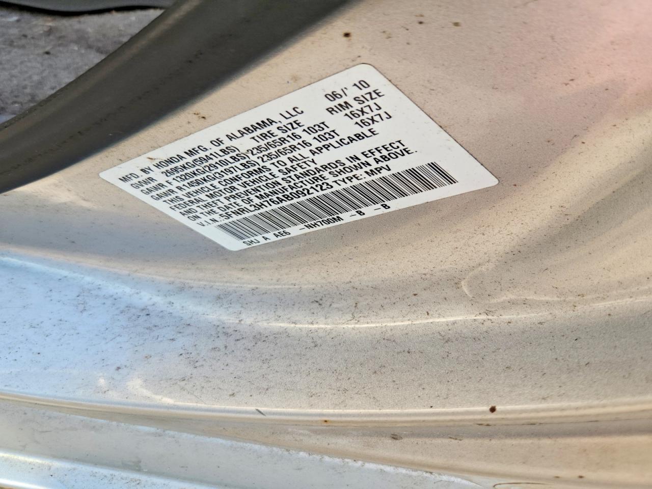 2010 Honda Odyssey Exl Silver vin: 5FNRL3H76AB092123