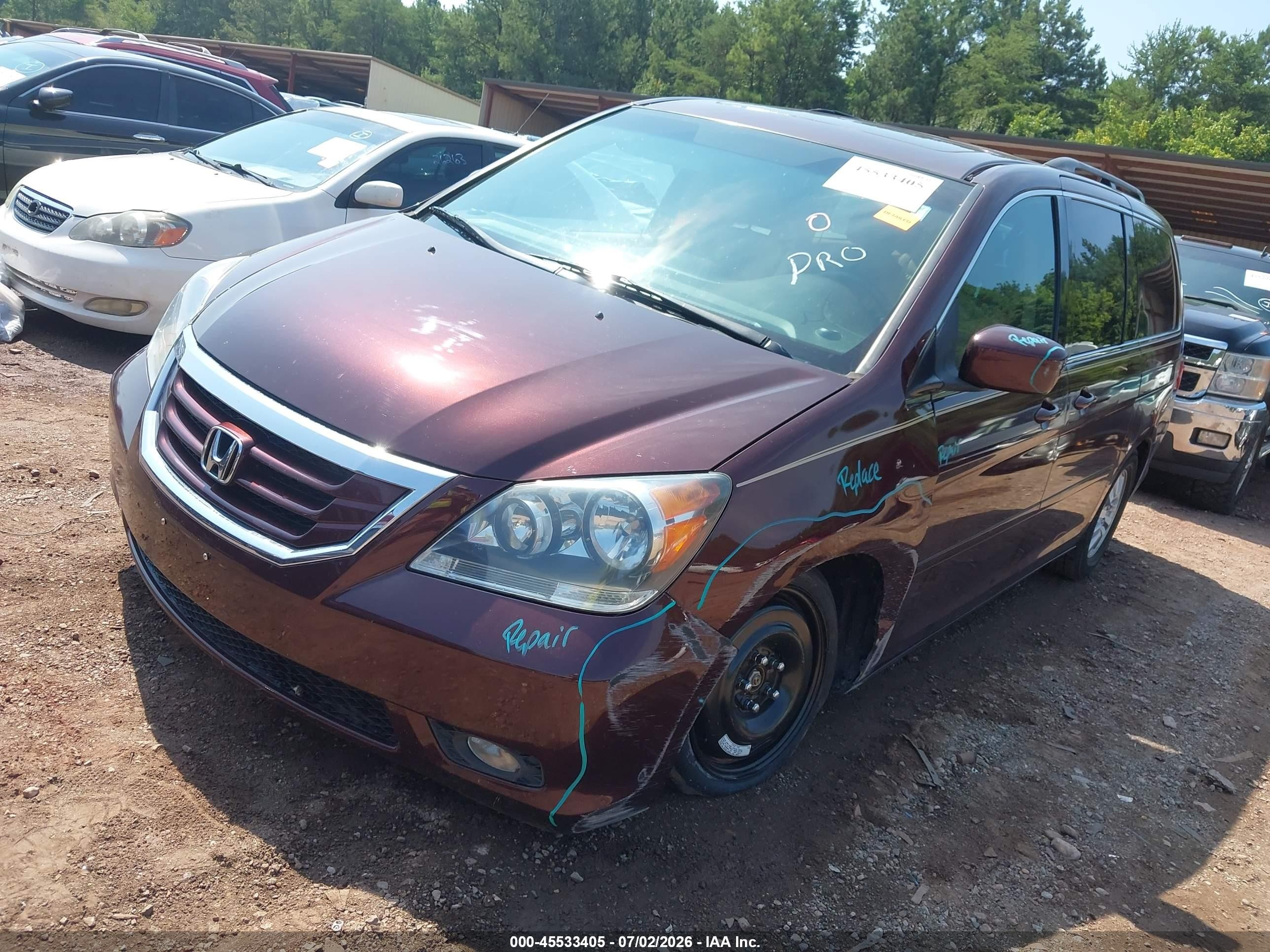 2010 Honda Odyssey Ex-l Purple vin: 5FNRL3H77AB092048