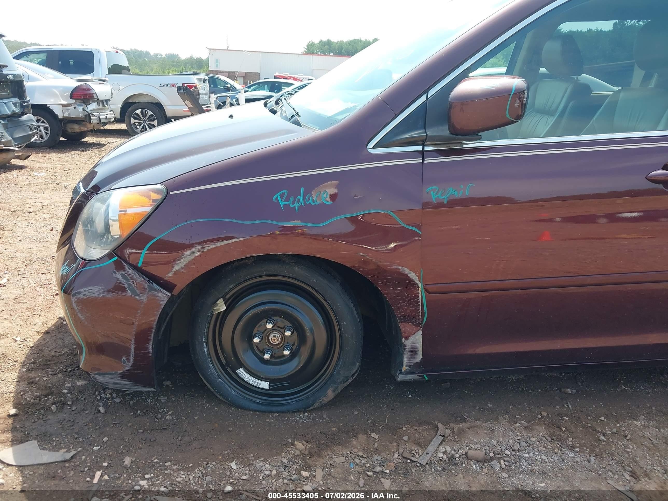 2010 Honda Odyssey Ex-l Purple vin: 5FNRL3H77AB092048