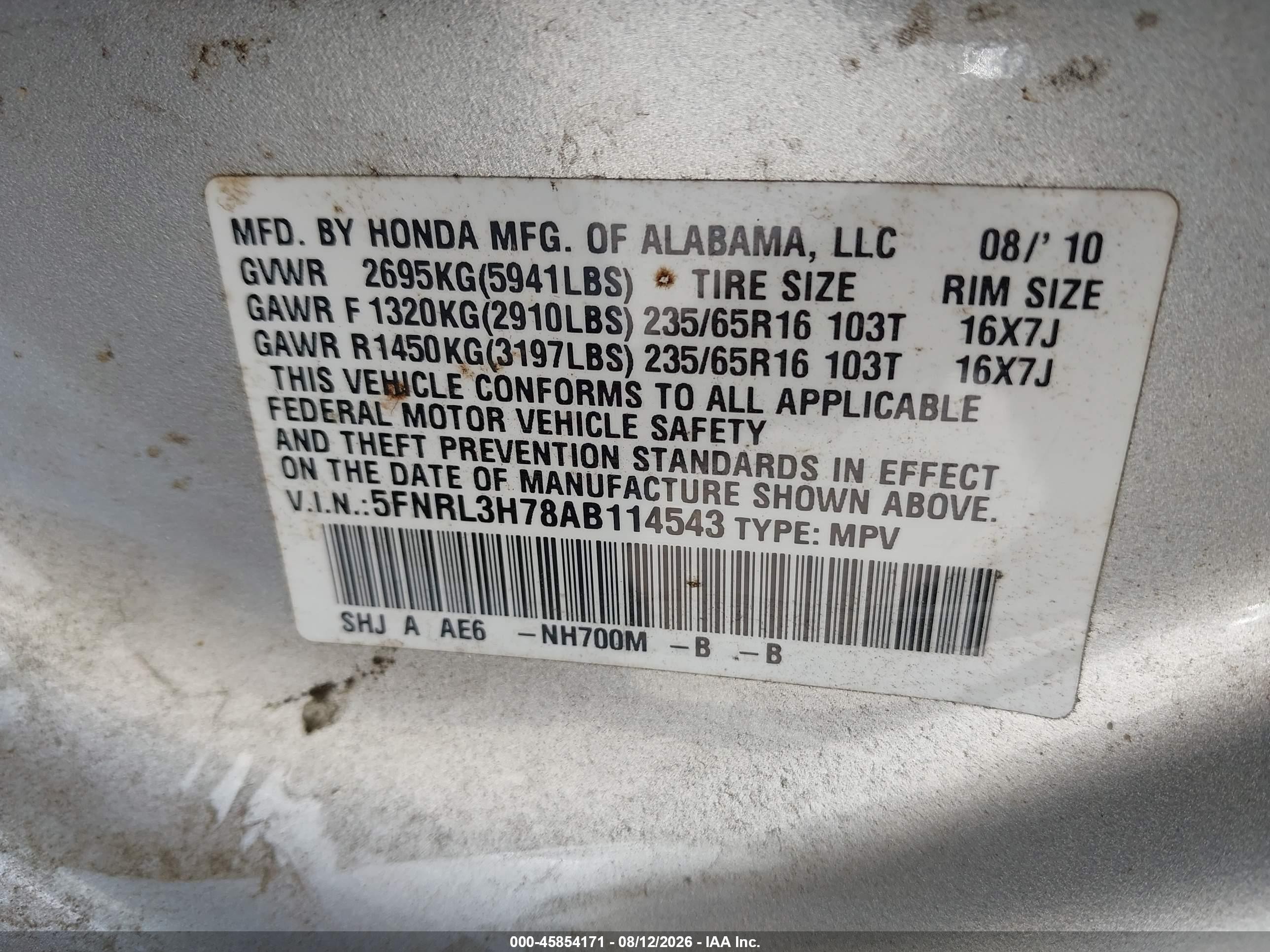 2010 Honda Odyssey Ex-l Серебряный vin: 5FNRL3H78AB114543