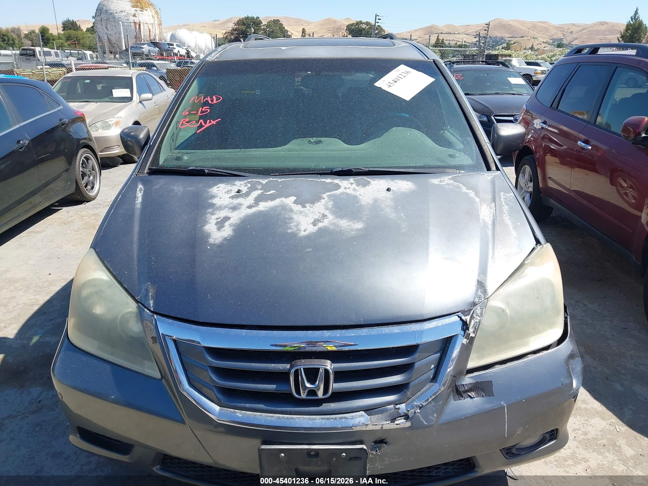 2010 Honda Odyssey Touring Gray vin: 5FNRL3H92AB063946