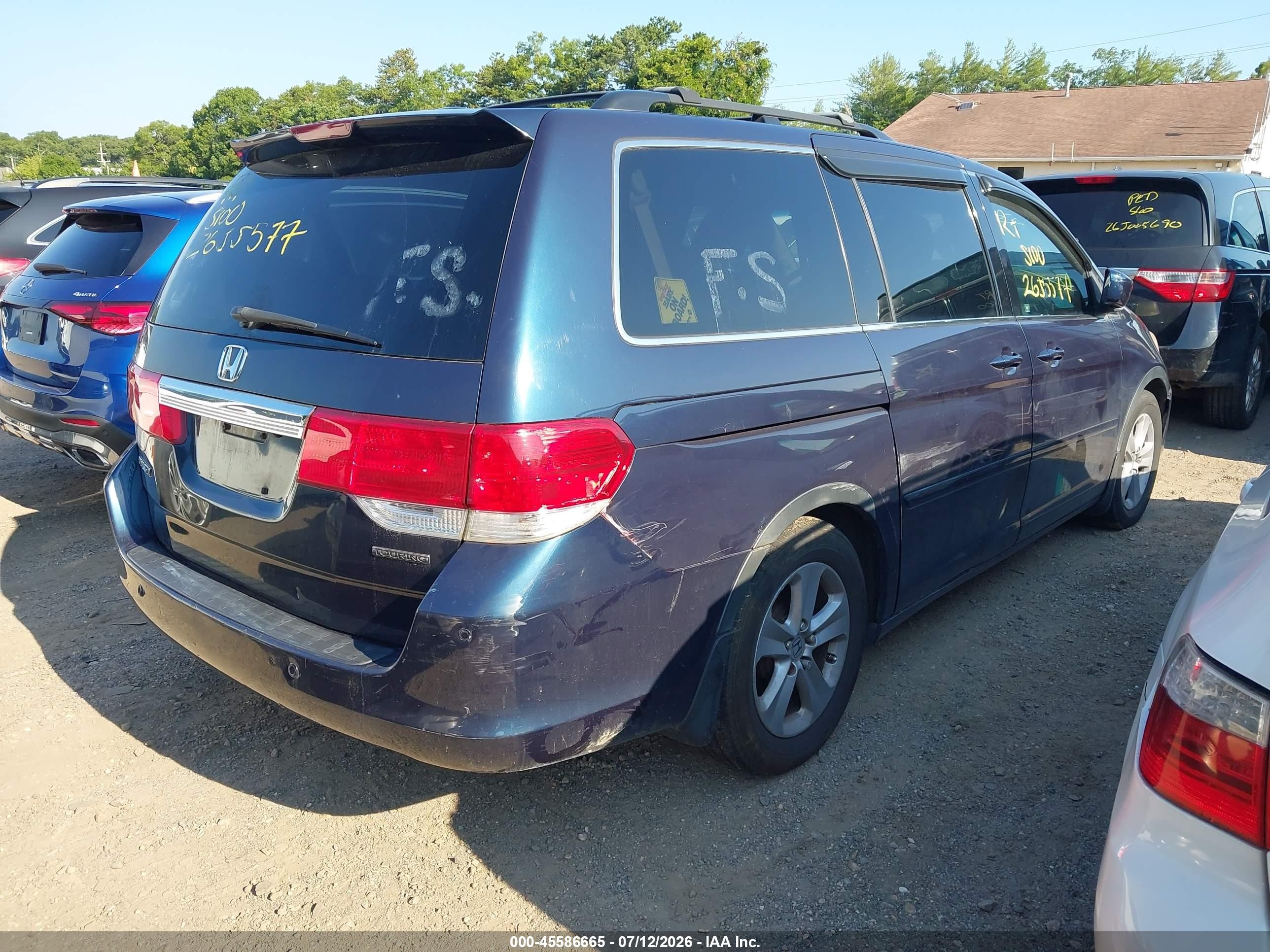 2010 Honda Odyssey Touring Blue vin: 5FNRL3H93AB076379