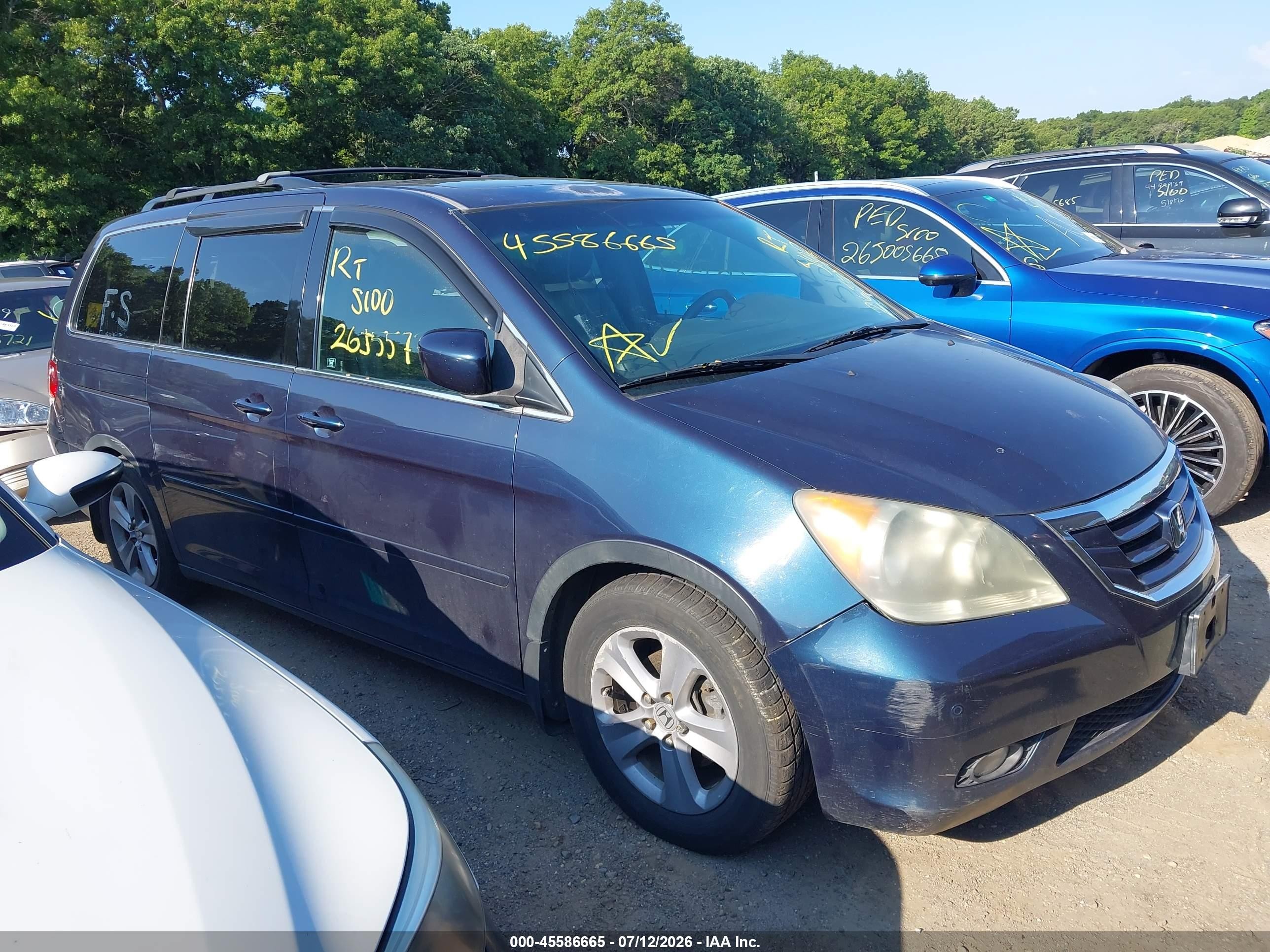 2010 Honda Odyssey Touring Blue vin: 5FNRL3H93AB076379