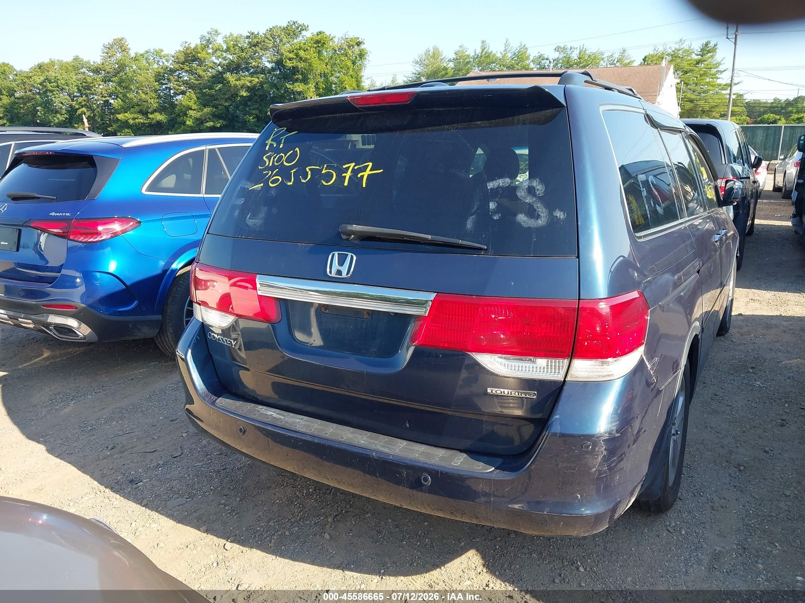 2010 Honda Odyssey Touring Blue vin: 5FNRL3H93AB076379