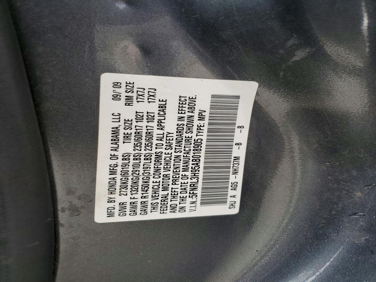 2010 Honda Odyssey Touring Серебряный vin: 5FNRL3H95AB018905