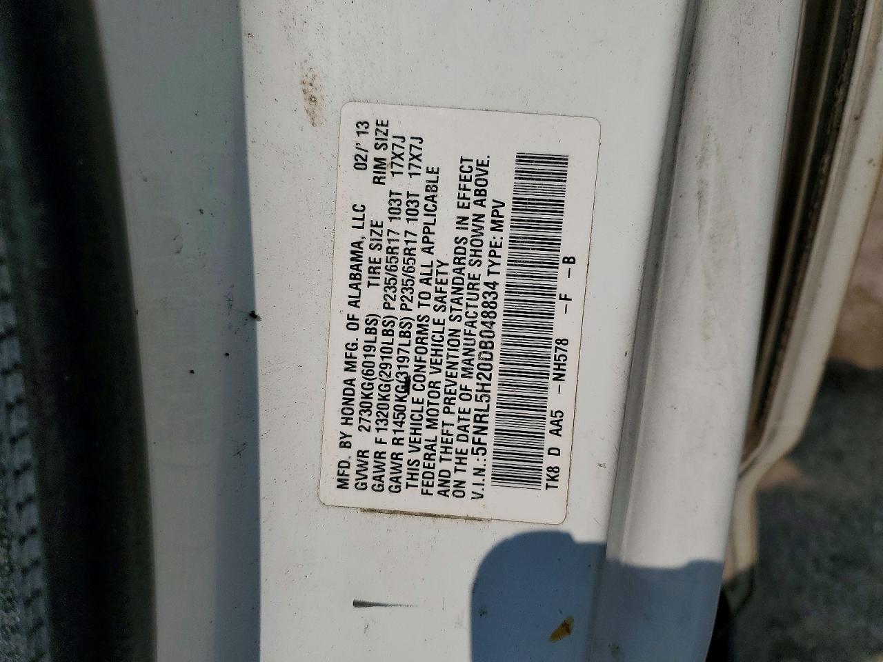 2013 Honda Odyssey Lx White vin: 5FNRL5H20DB048834
