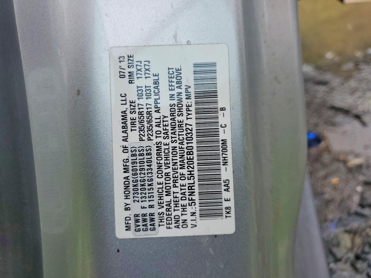 2014 Honda Odyssey Lx Silver vin: 5FNRL5H20EB010327