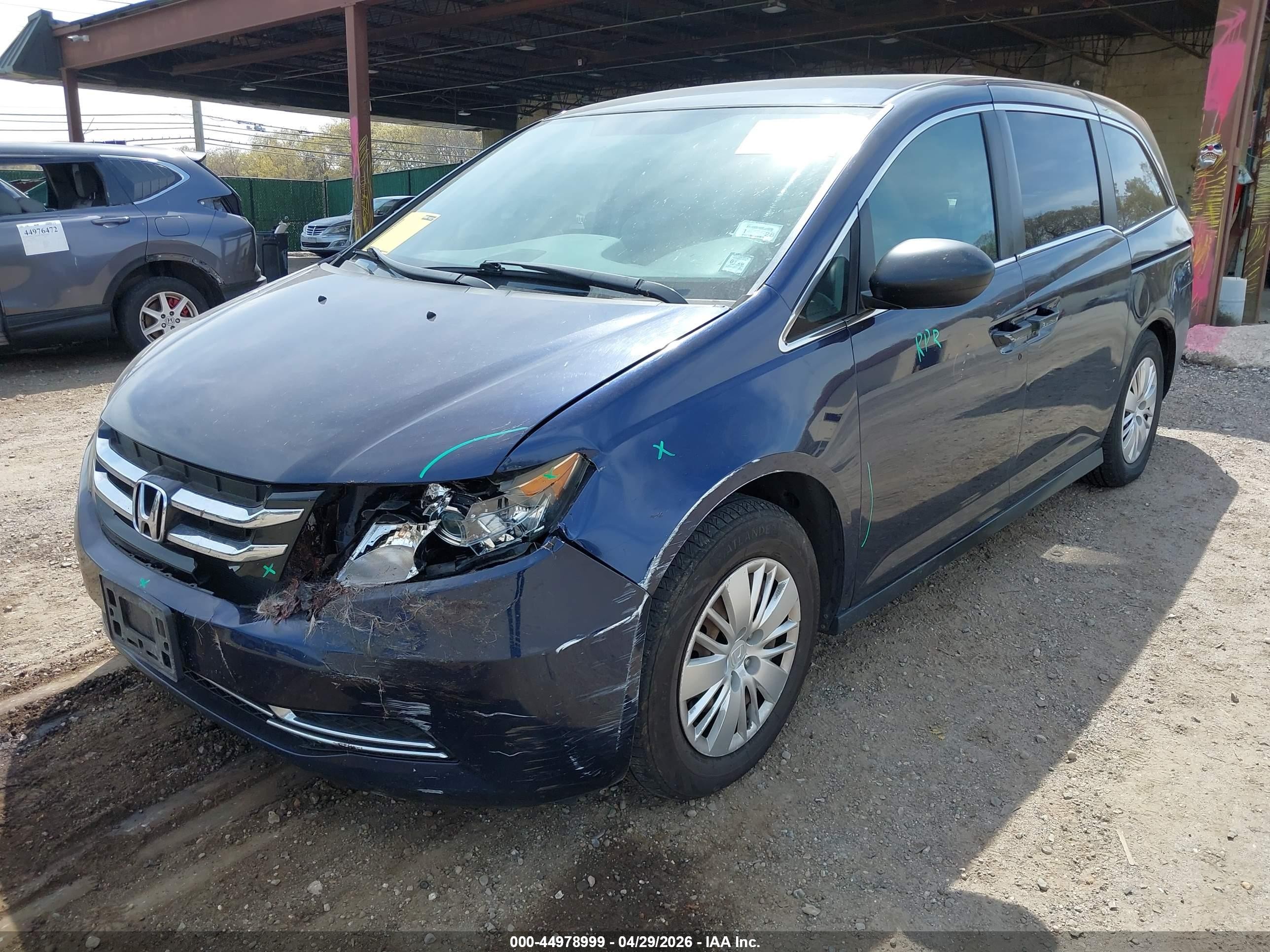 2014 Honda Odyssey Lx Blue vin: 5FNRL5H20EB013065