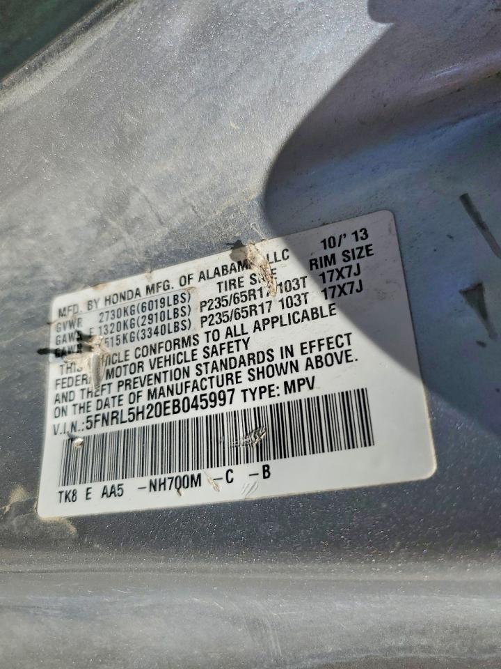 2014 Honda Odyssey Lx Серый vin: 5FNRL5H20EB045997