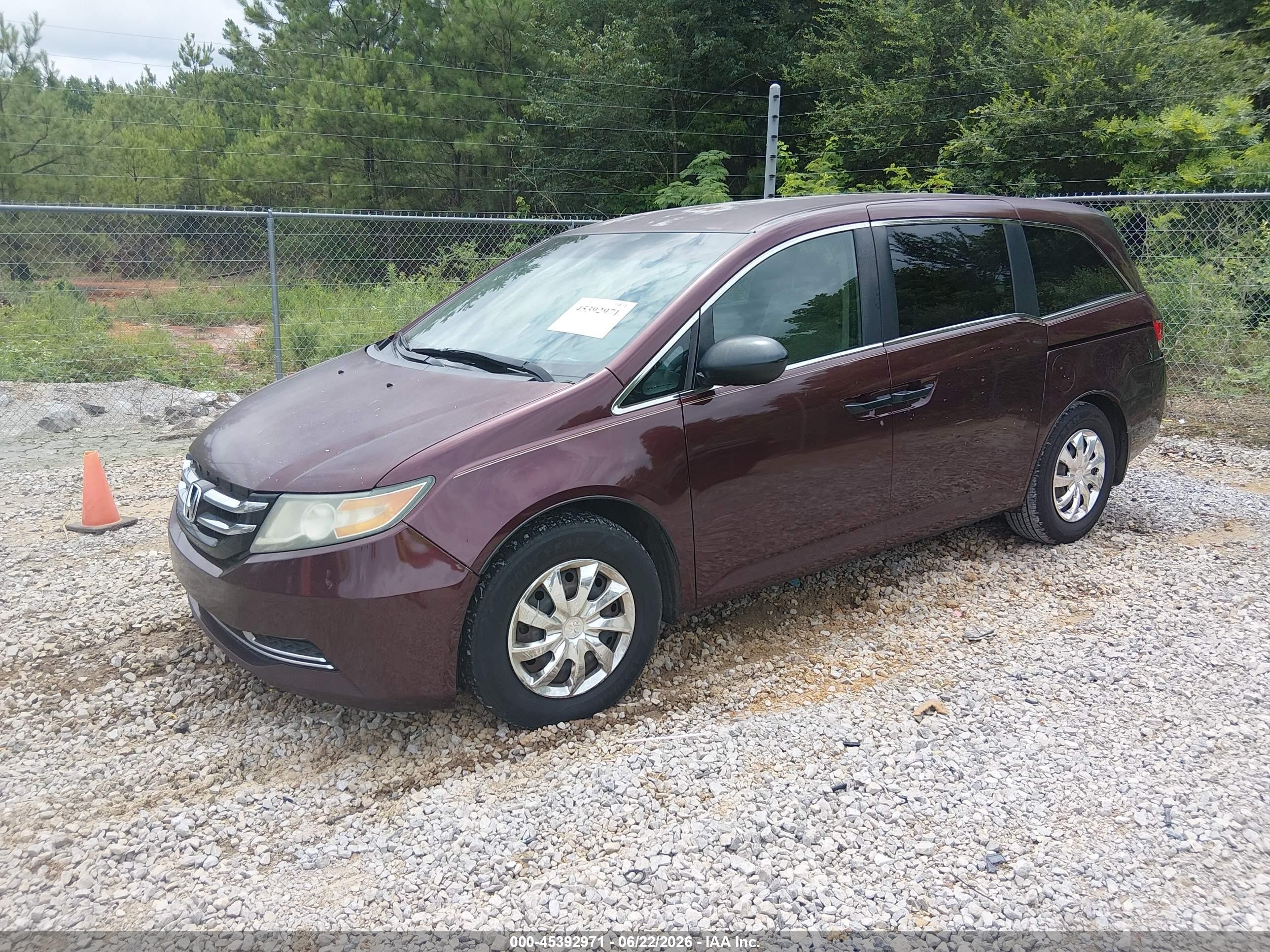 2014 Honda Odyssey Lx Maroon vin: 5FNRL5H20EB088980