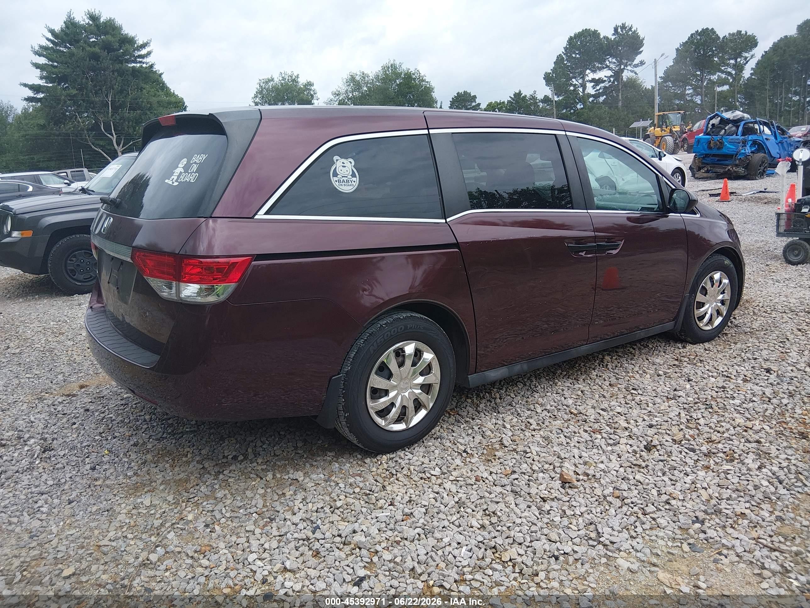 2014 Honda Odyssey Lx Maroon vin: 5FNRL5H20EB088980