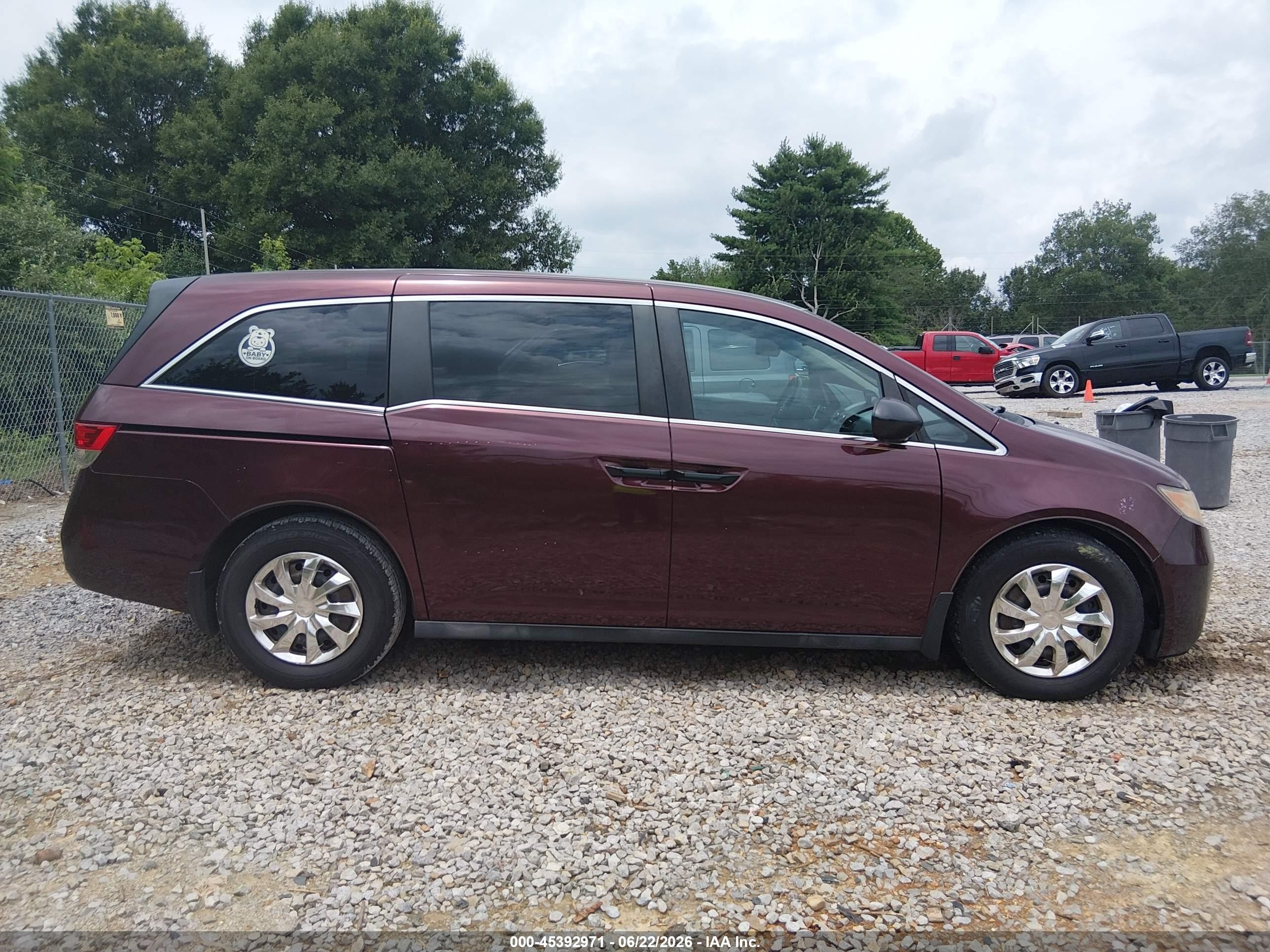 2014 Honda Odyssey Lx Maroon vin: 5FNRL5H20EB088980