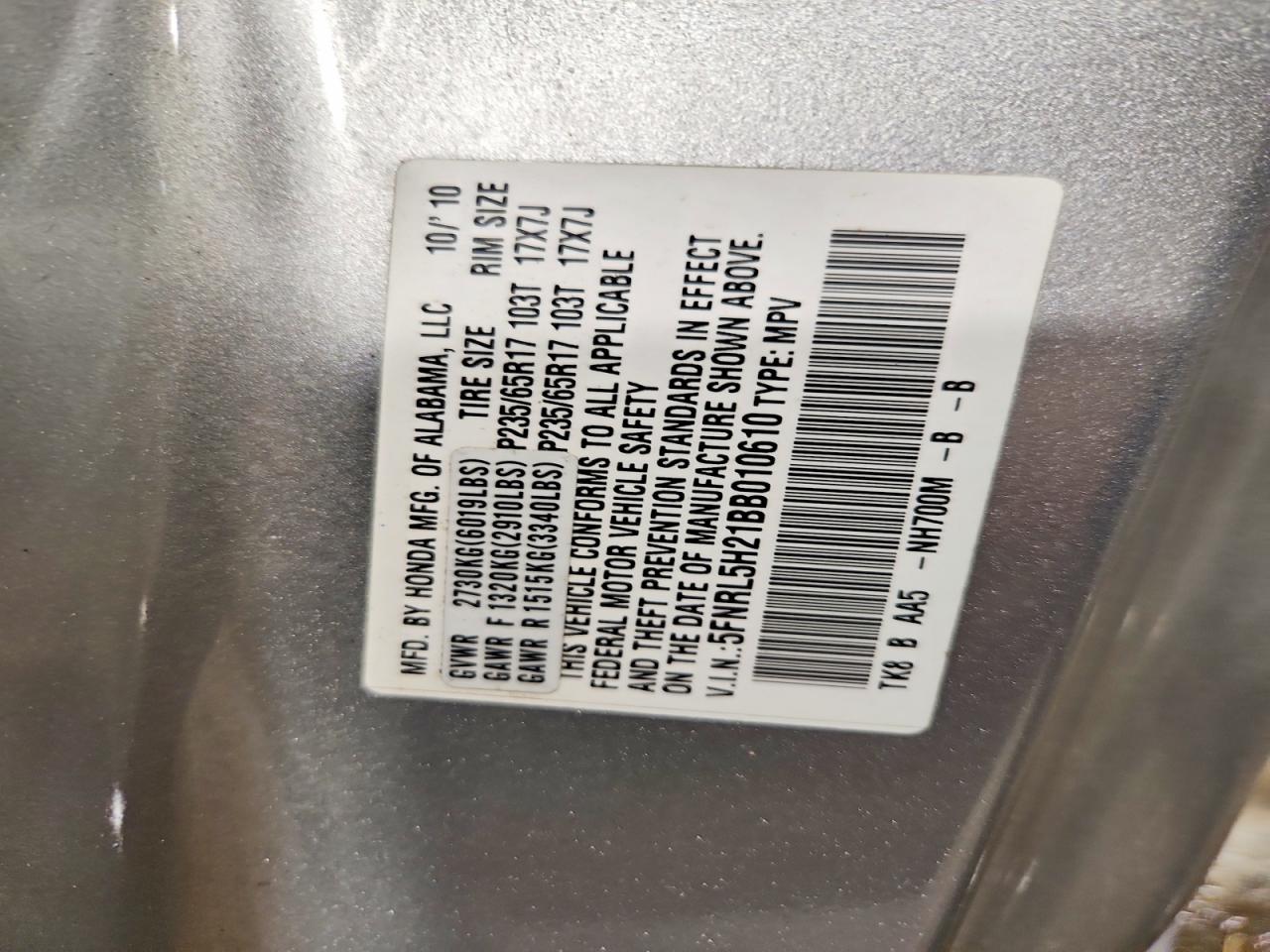 2011 Honda Odyssey Lx Silver vin: 5FNRL5H21BB010610