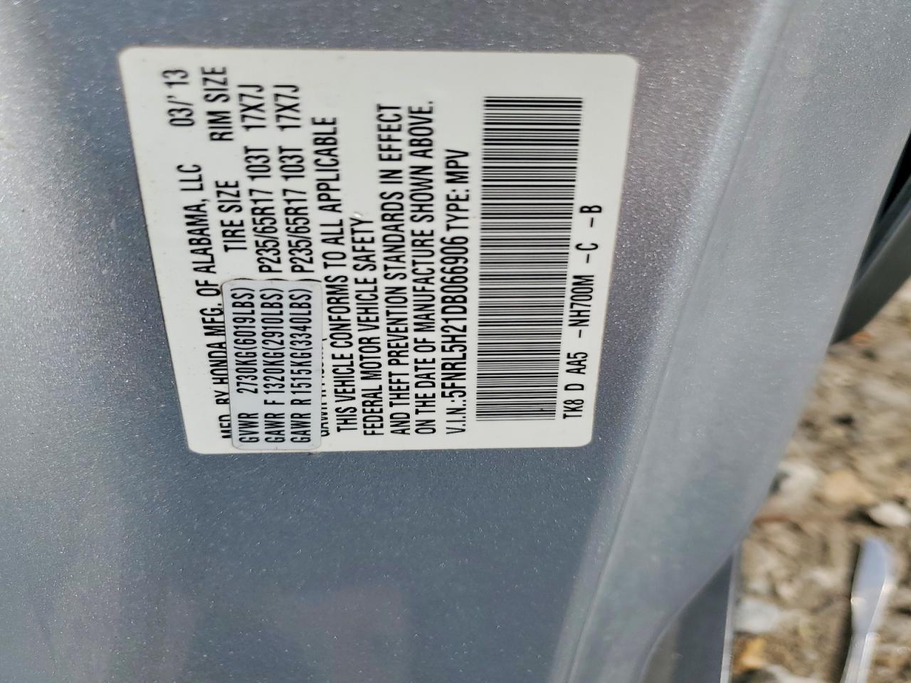 2013 Honda Odyssey Lx Silver vin: 5FNRL5H21DB066906
