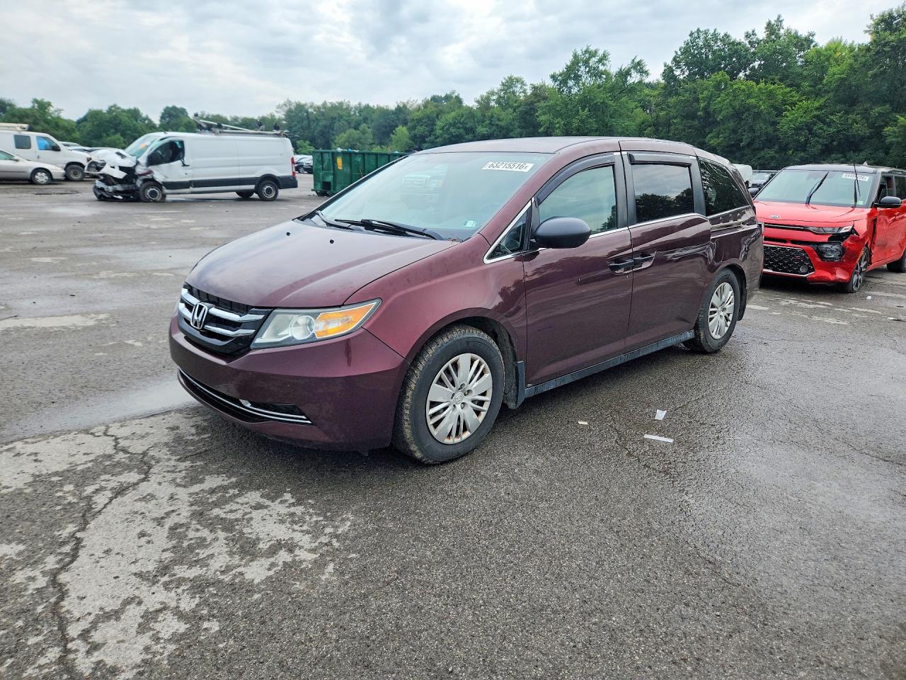 2014 Honda Odyssey Lx Burgundy vin: 5FNRL5H21EB008814