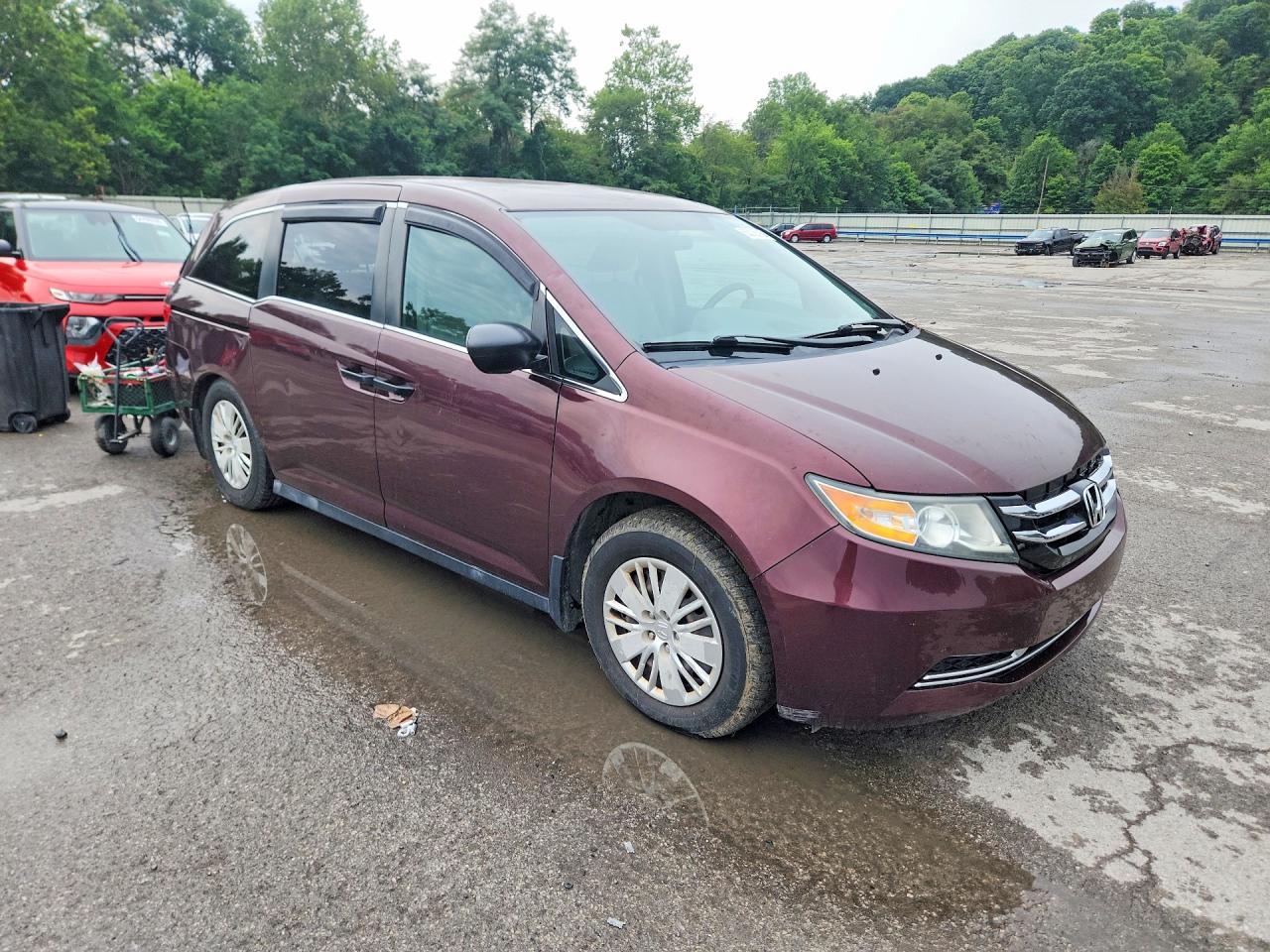 2014 Honda Odyssey Lx Burgundy vin: 5FNRL5H21EB008814