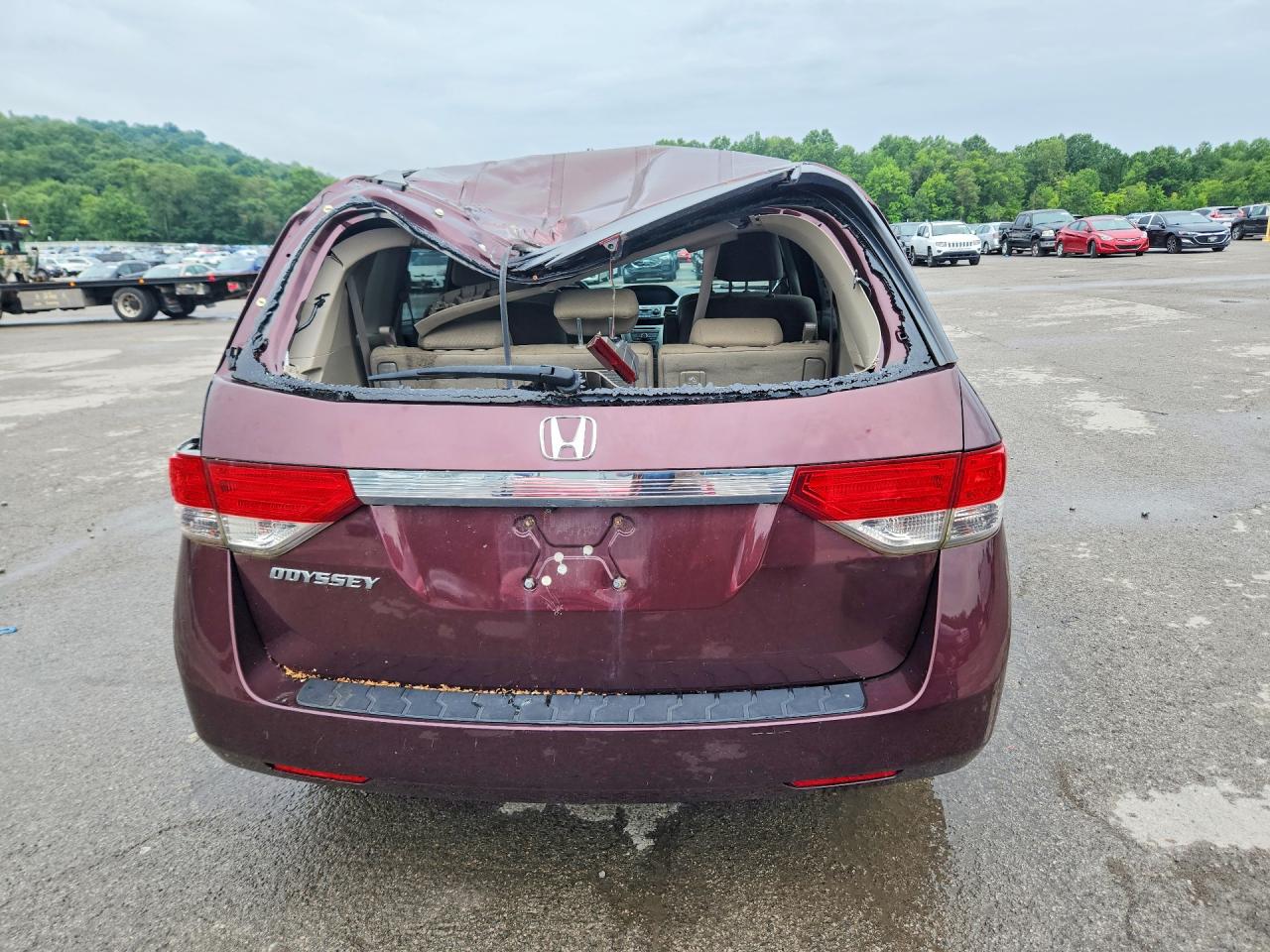 2014 Honda Odyssey Lx Burgundy vin: 5FNRL5H21EB008814