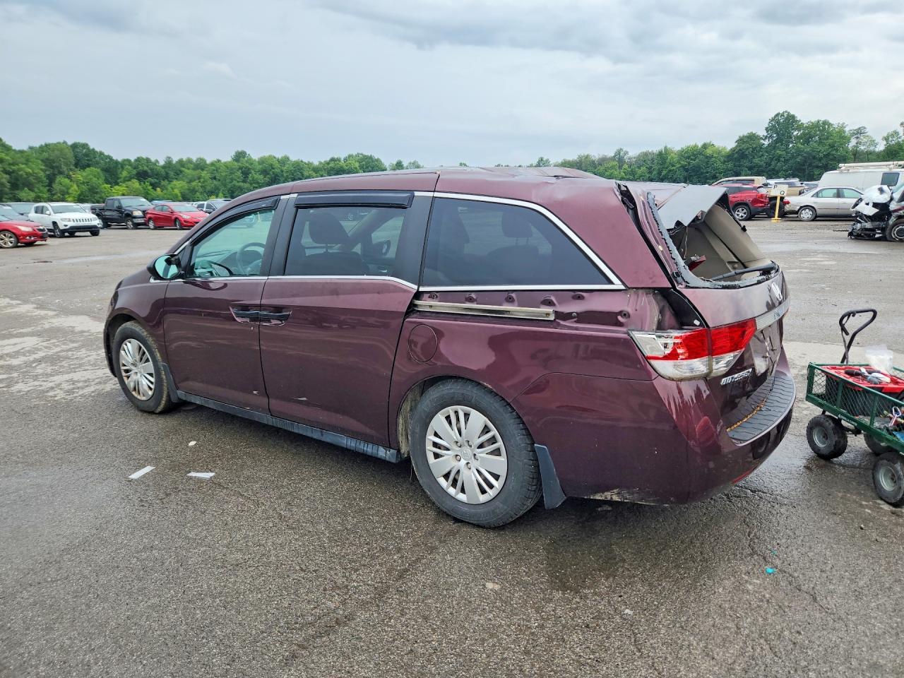 2014 Honda Odyssey Lx Burgundy vin: 5FNRL5H21EB008814