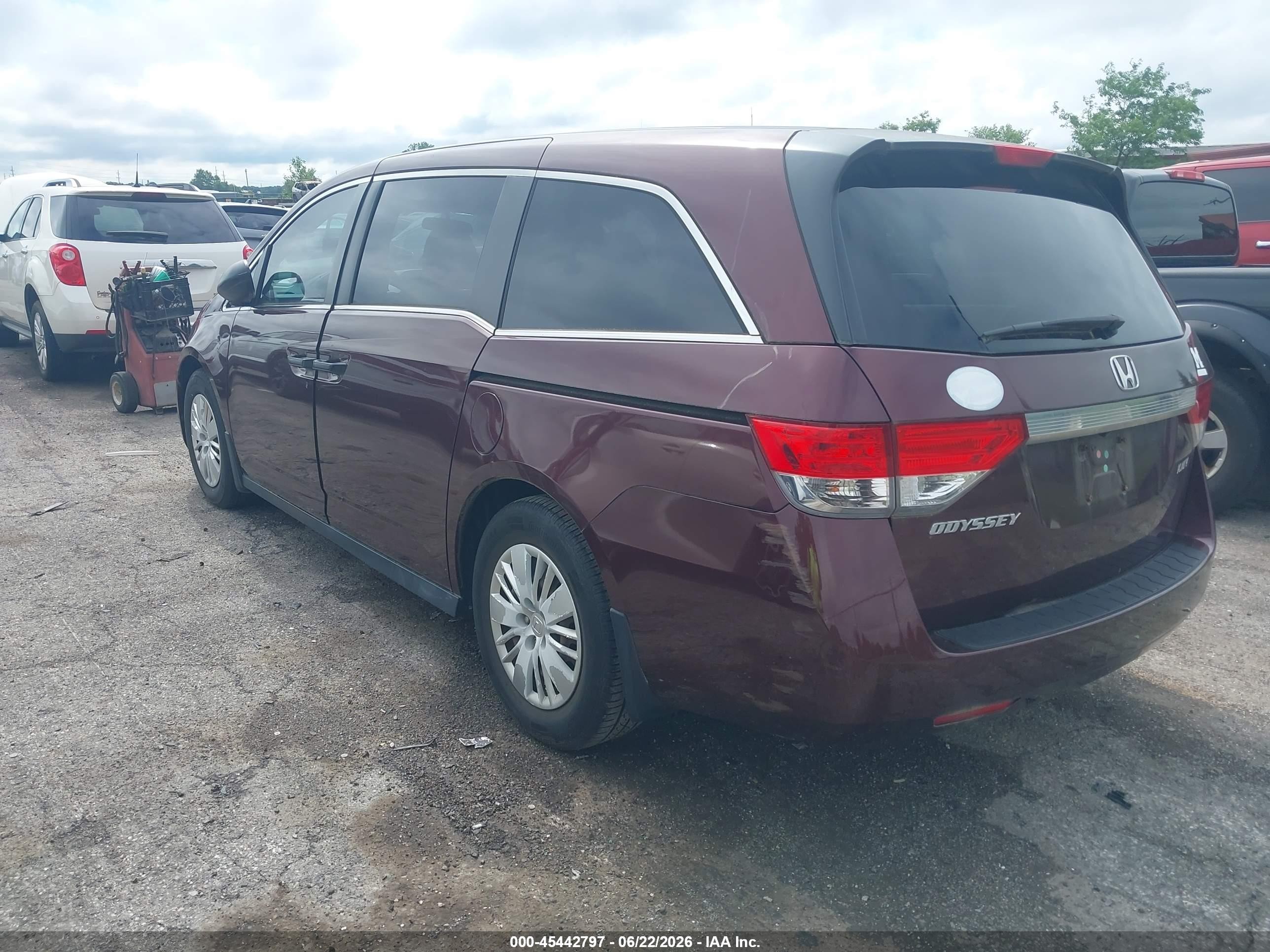 2014 Honda Odyssey Lx Burgundy vin: 5FNRL5H21EB059214