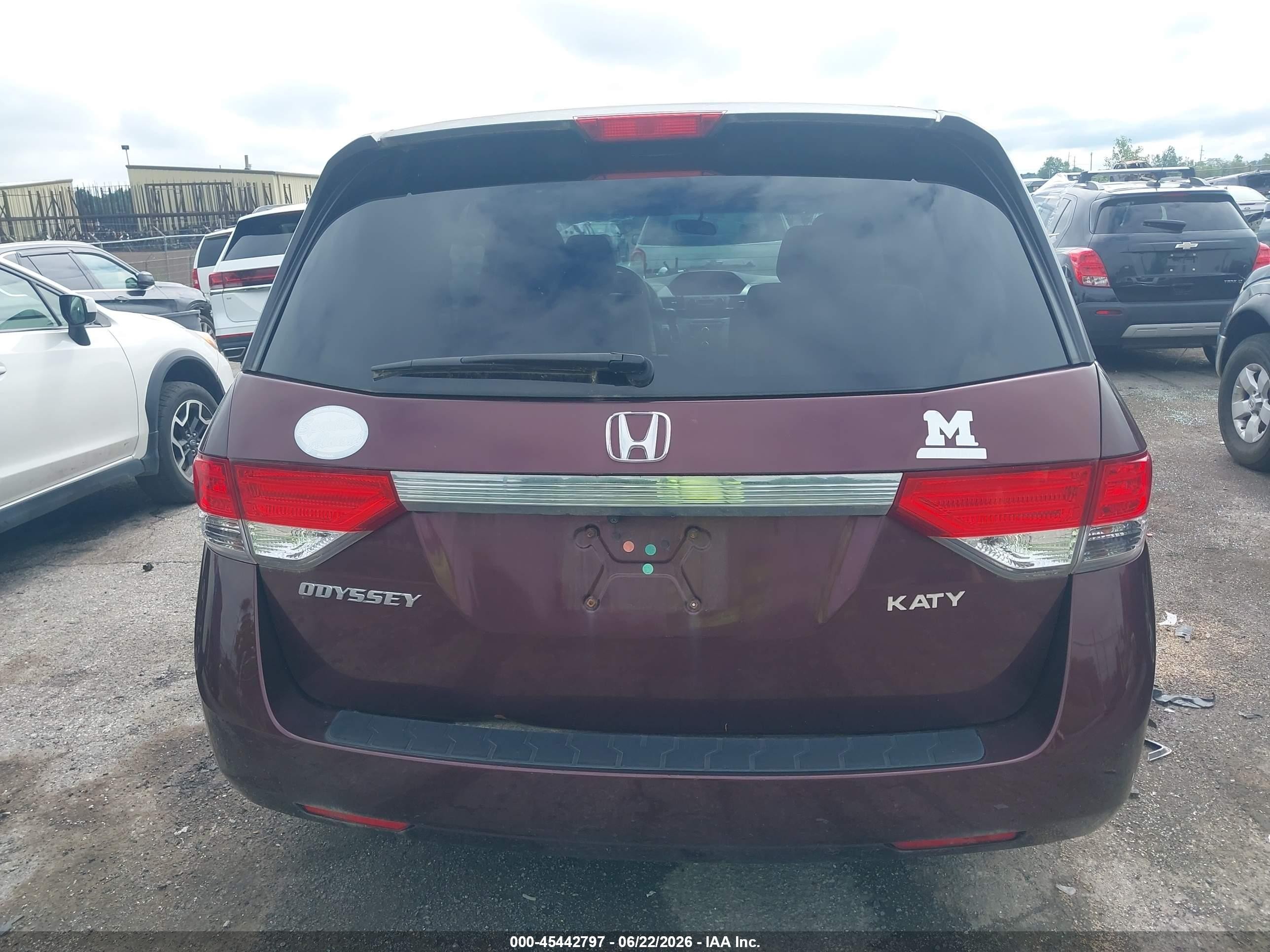 2014 Honda Odyssey Lx Burgundy vin: 5FNRL5H21EB059214
