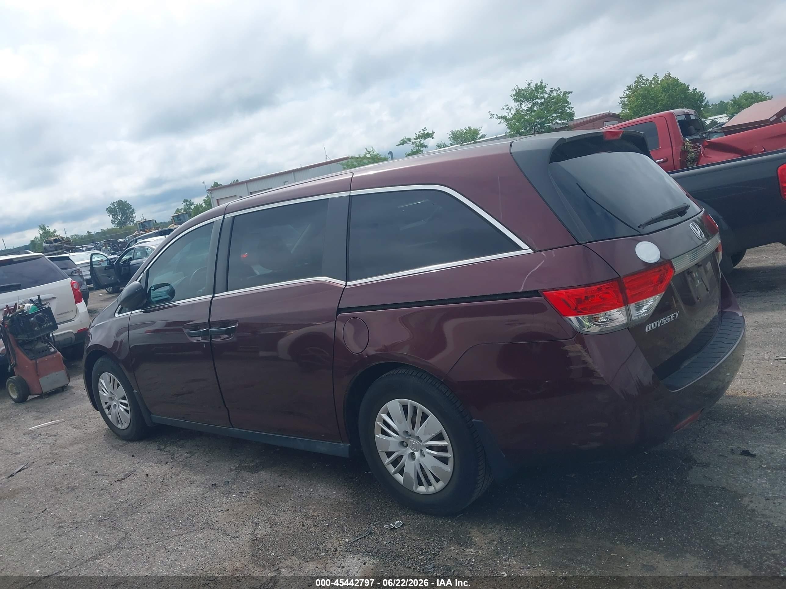 2014 Honda Odyssey Lx Burgundy vin: 5FNRL5H21EB059214