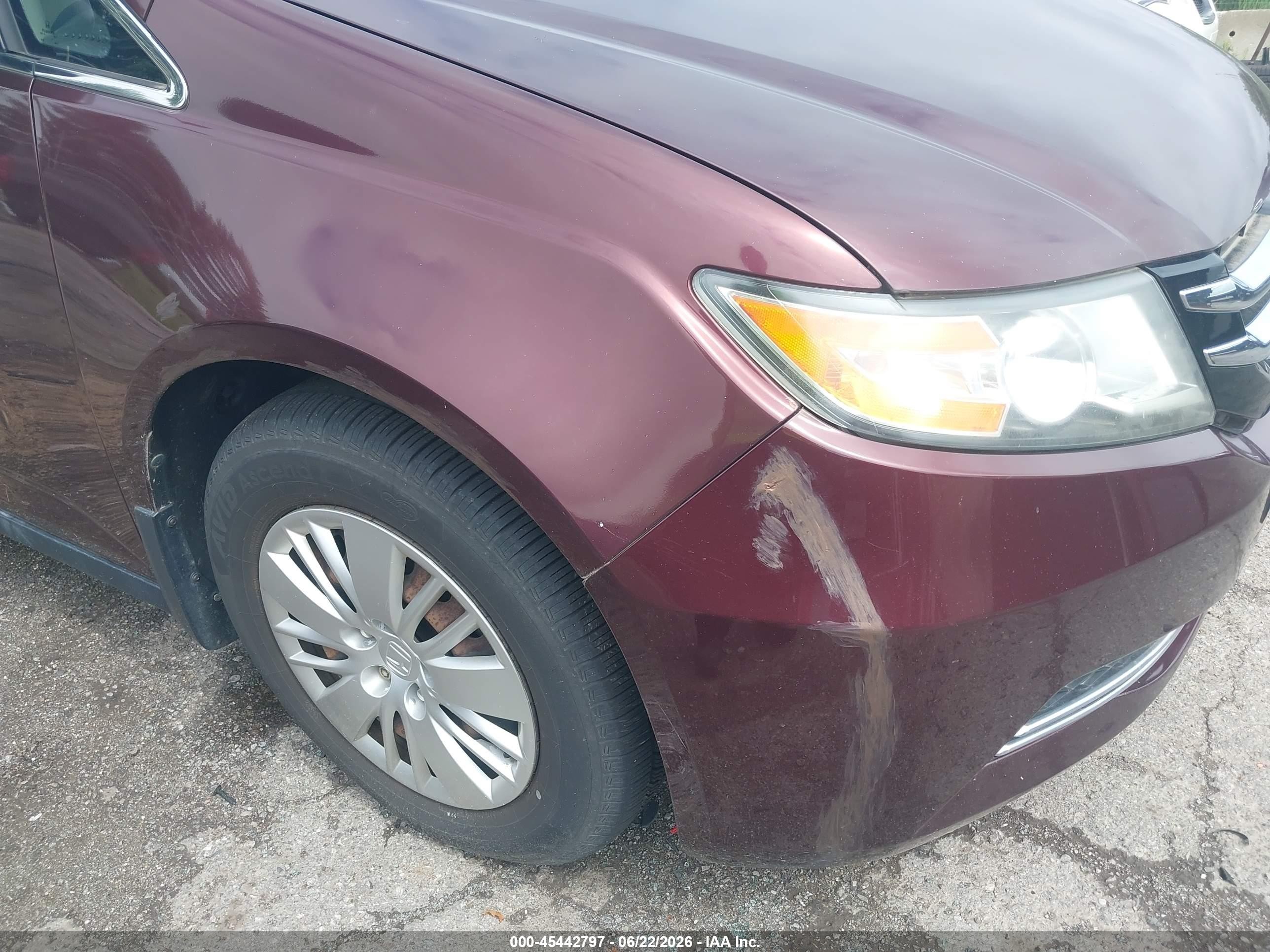 2014 Honda Odyssey Lx Burgundy vin: 5FNRL5H21EB059214