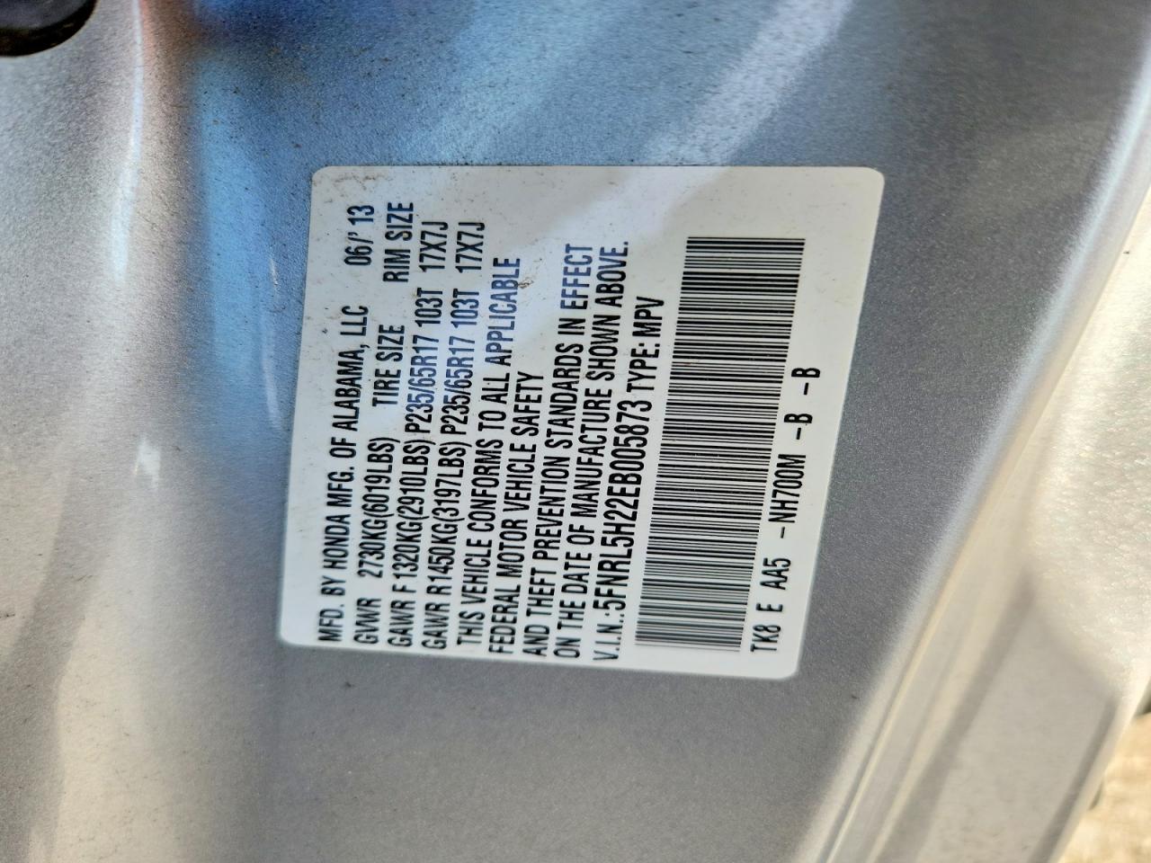 2014 Honda Odyssey Lx Silver vin: 5FNRL5H22EB005873