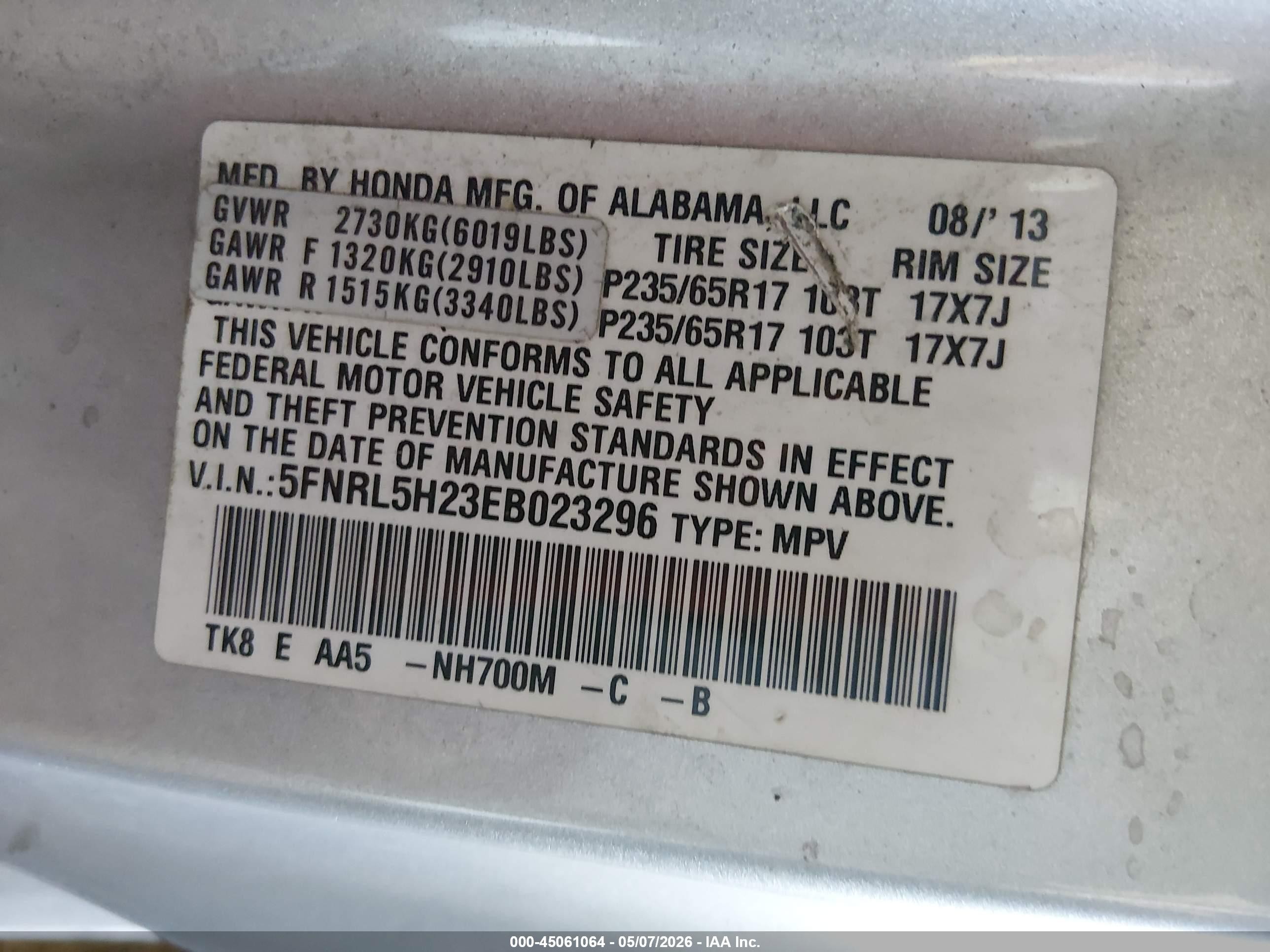 2014 Honda Odyssey Lx Silver vin: 5FNRL5H23EB023296