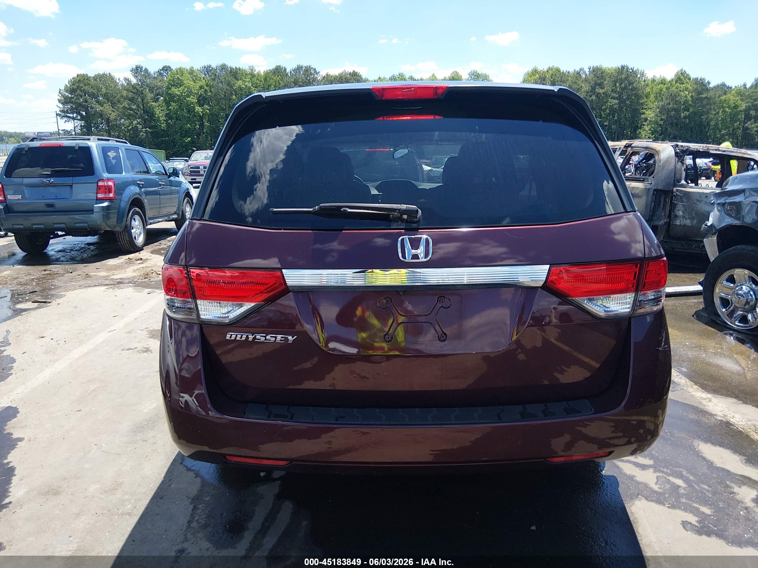 2014 Honda Odyssey Lx Burgundy vin: 5FNRL5H23EB028997