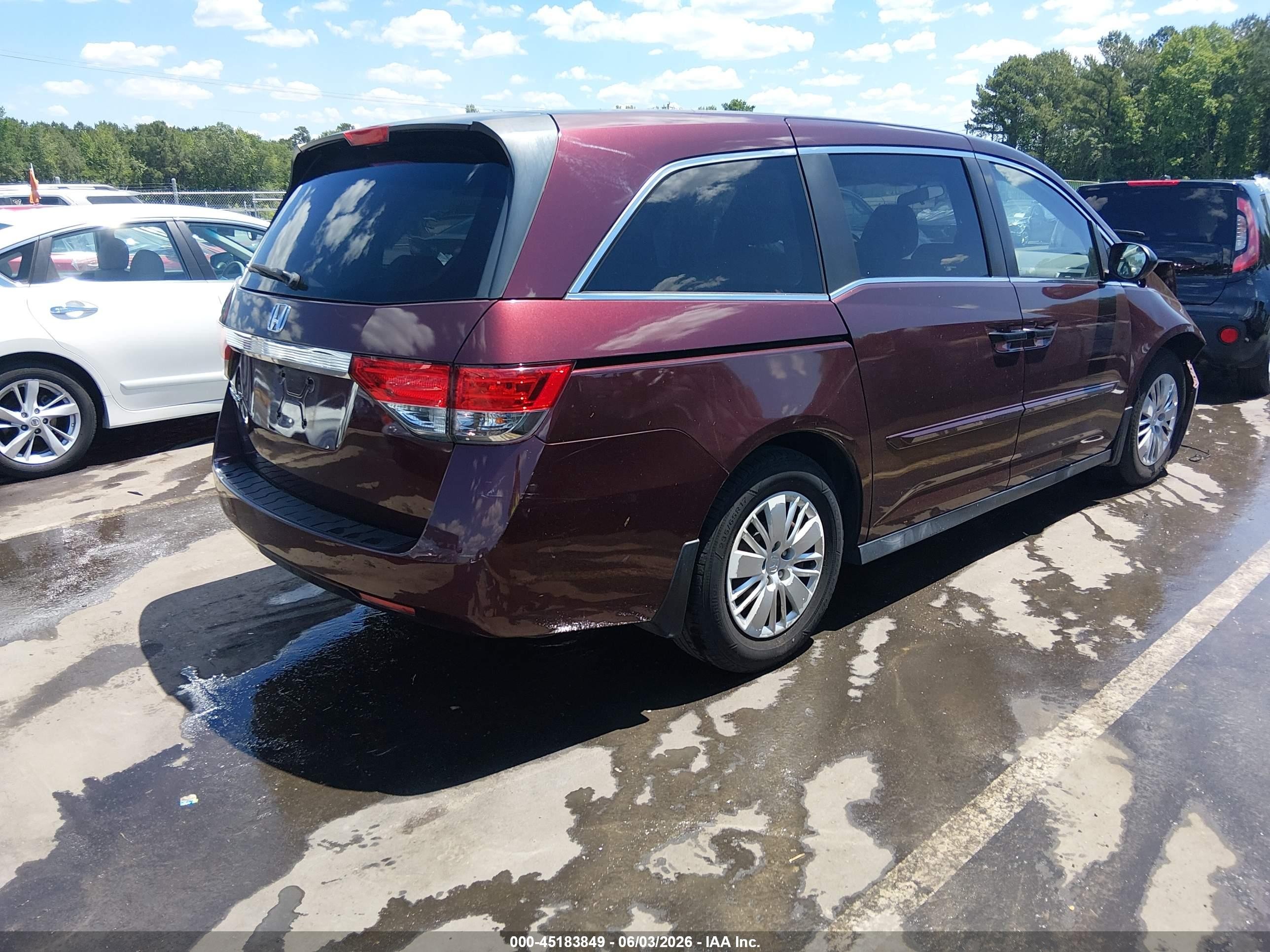 2014 Honda Odyssey Lx Burgundy vin: 5FNRL5H23EB028997