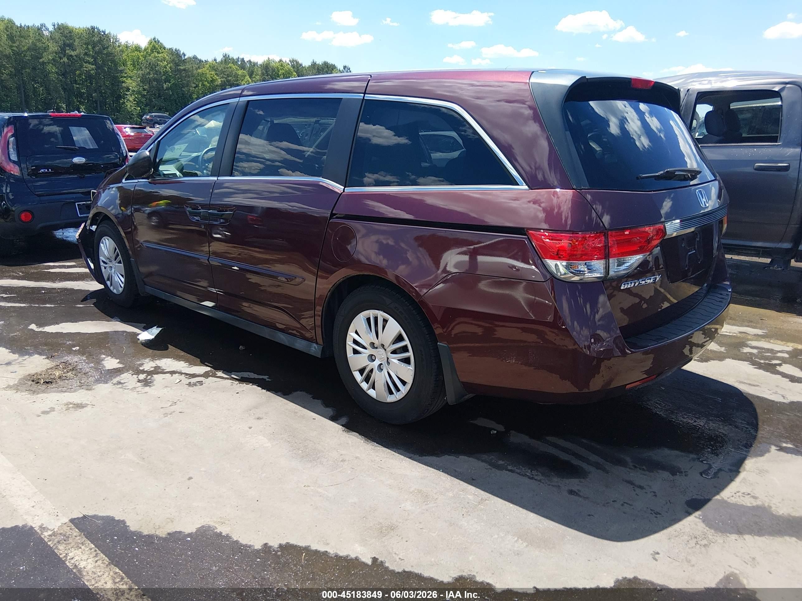 2014 Honda Odyssey Lx Burgundy vin: 5FNRL5H23EB028997