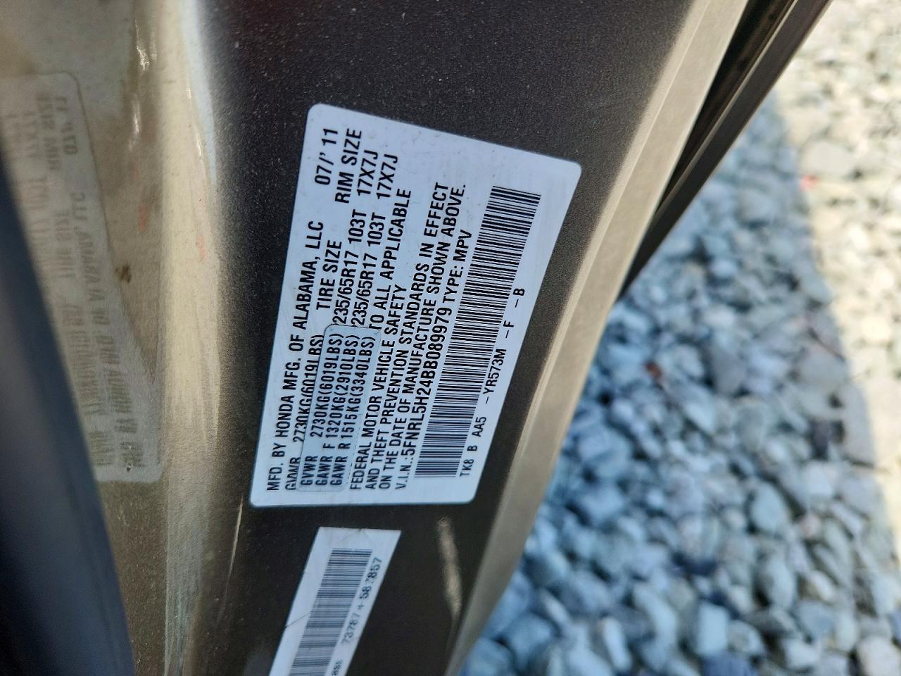2011 Honda Odyssey Lx Gold vin: 5FNRL5H24BB089979